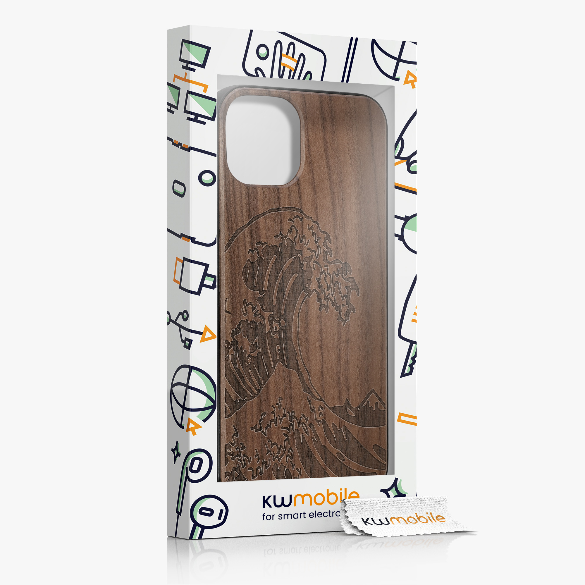 Dřevěný kryt kwmobile pro iPhone 13 - tmavě hnědá