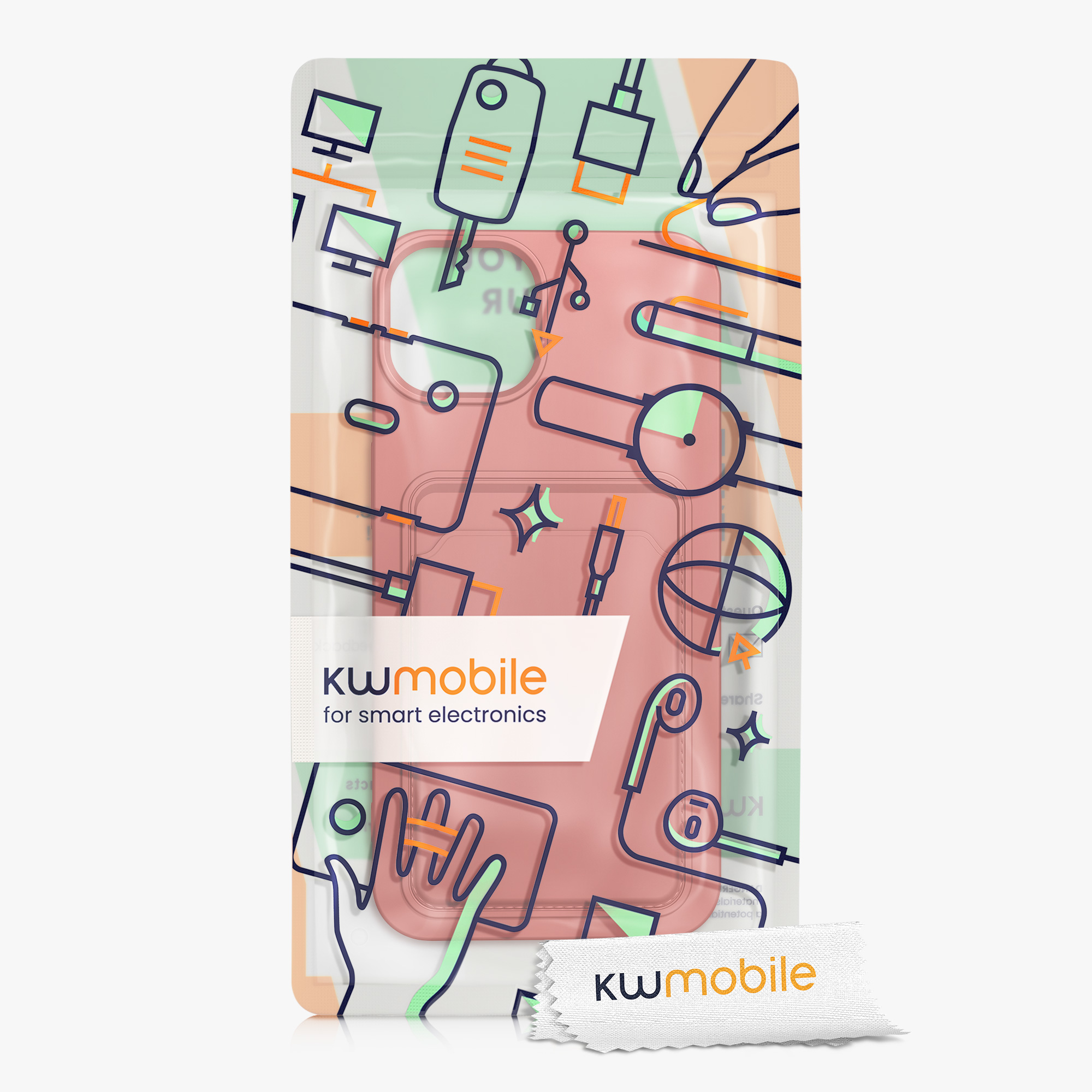Kryt s přihrádkou kwmobile pro iPhone 13 - korálová
