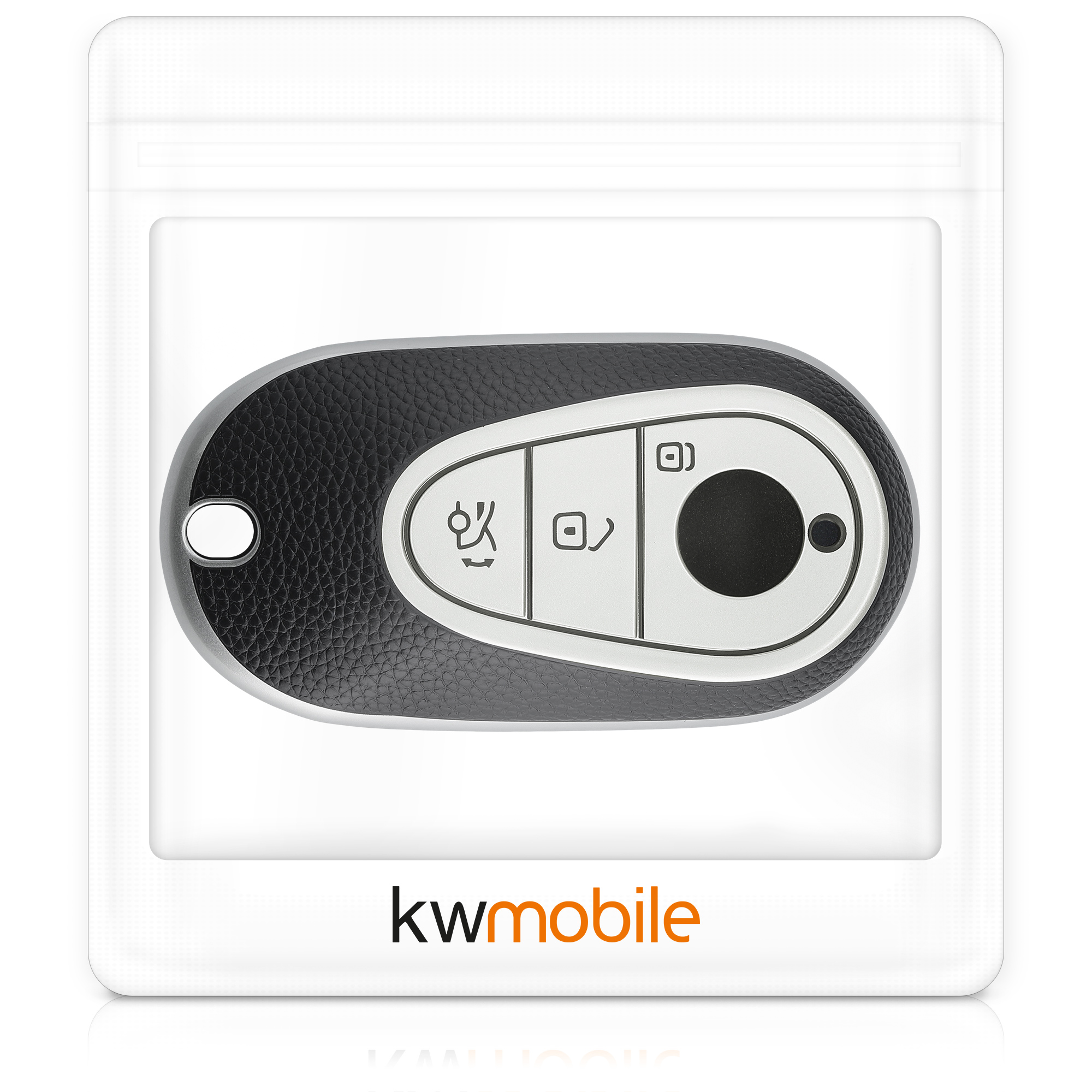Pouzdro na klíč od auta kwmobile Mercedes-Benz 3 tlačítka Smart Key, stříbrná / černá