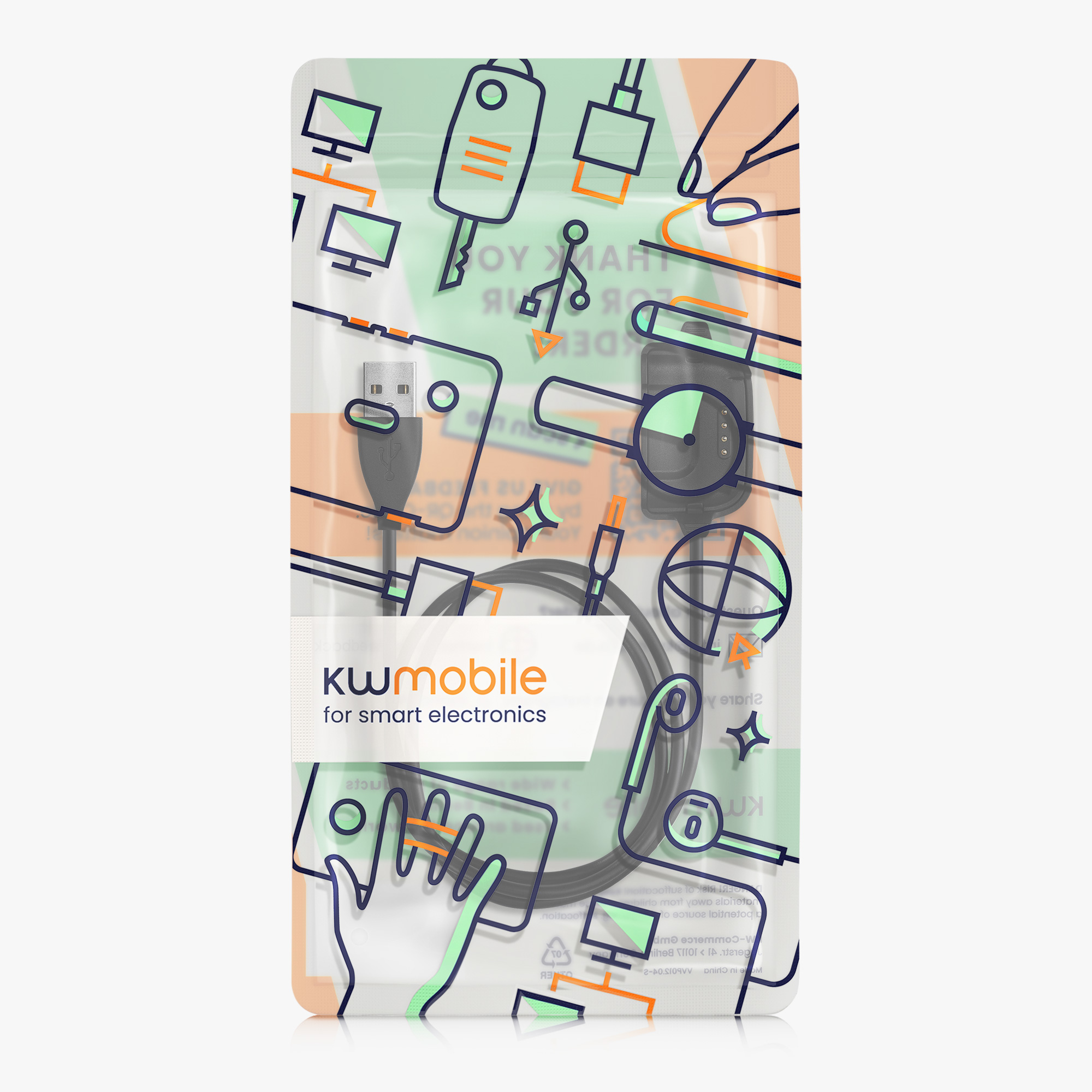 Nabíjecí kabel kwmobile pro Willful ID205 / Yamay SW020 - černá