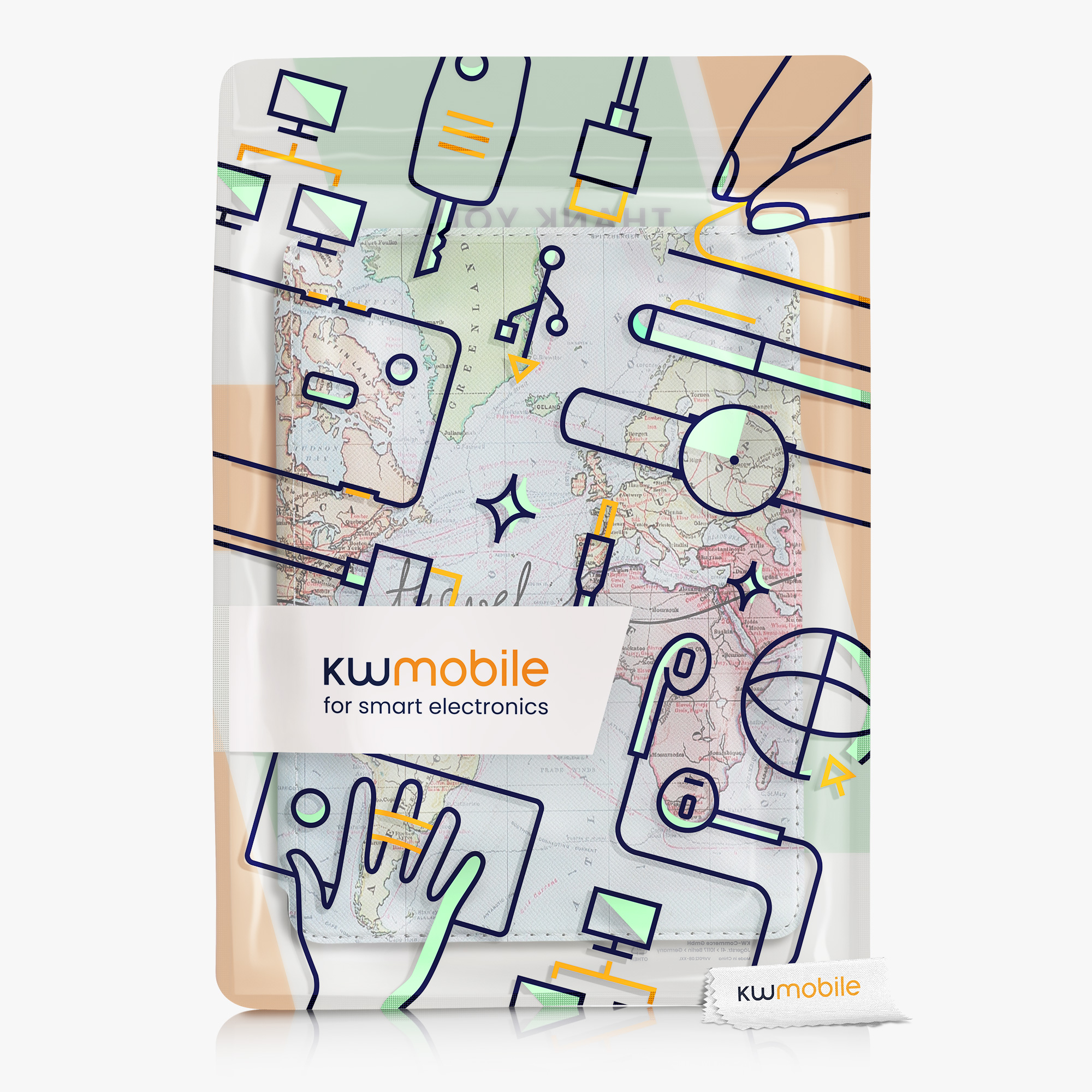 Pouzdro na čtečku kwmobile Amazon Kindle Paperwhite 11 Generation 2021 Case - Travel černá / multicolor