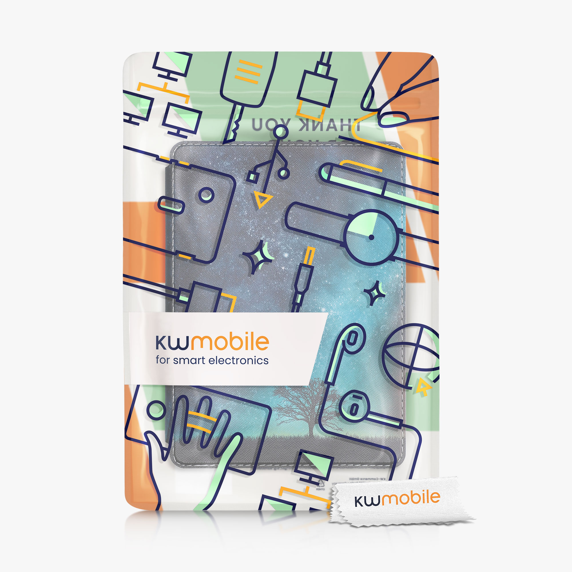 Pouzdro na čtečku kwmobile Amazon Kindle Paperwhite 11 Generation 2021 Case - Cosmic Nature modrá / šedá / černá