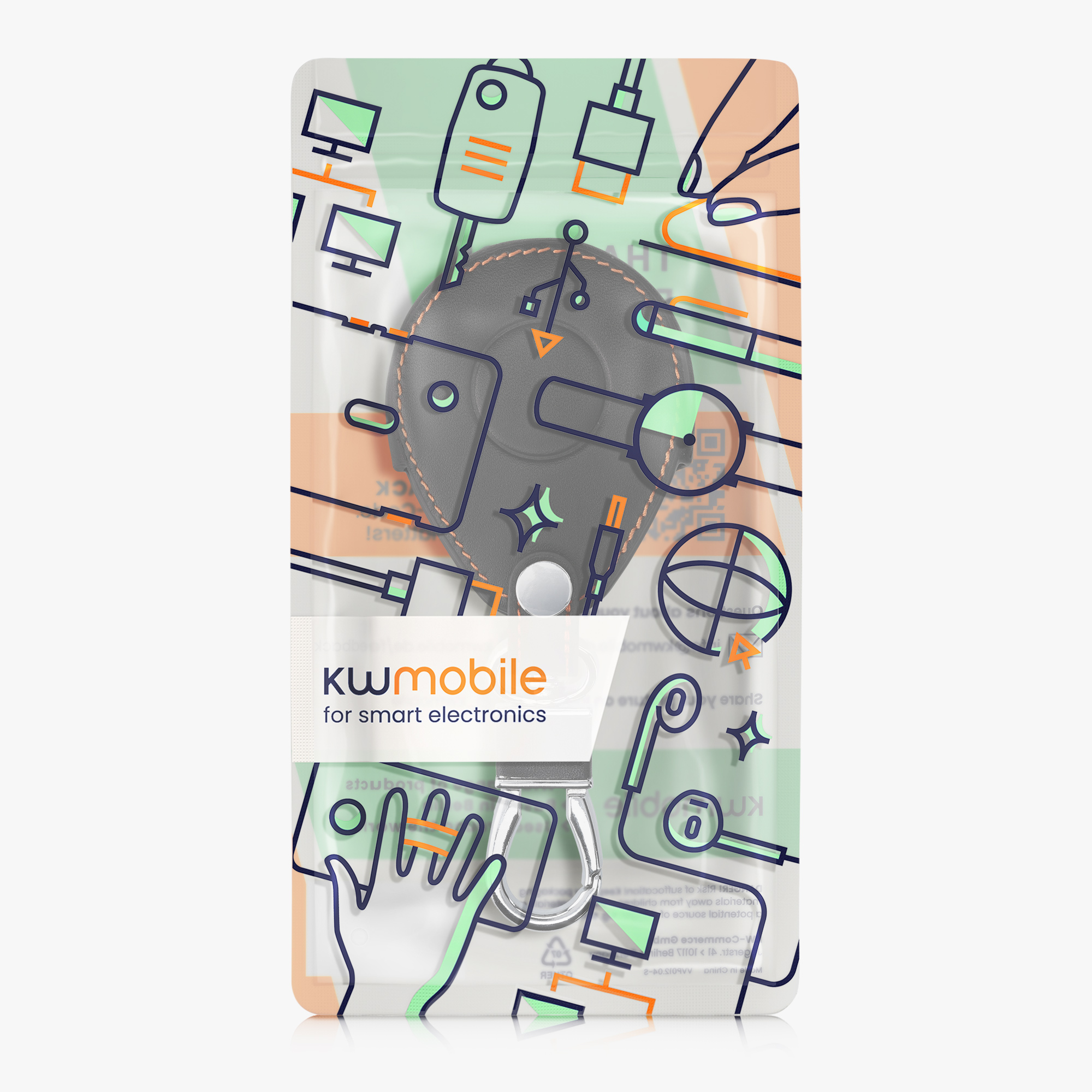 Pouzdro na klíč od motorky kwmobile pro Harley Davidson Motorcycle Key - neonově oranžová / černá