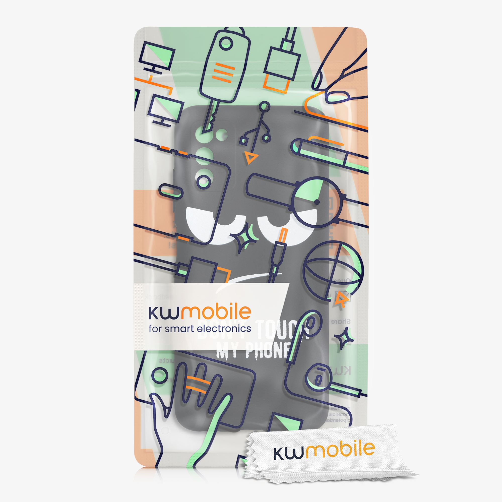 Kryt na mobil Samsung Galaxy A03s kwmobile Motiv Don't Touch My Phone bílo-černý