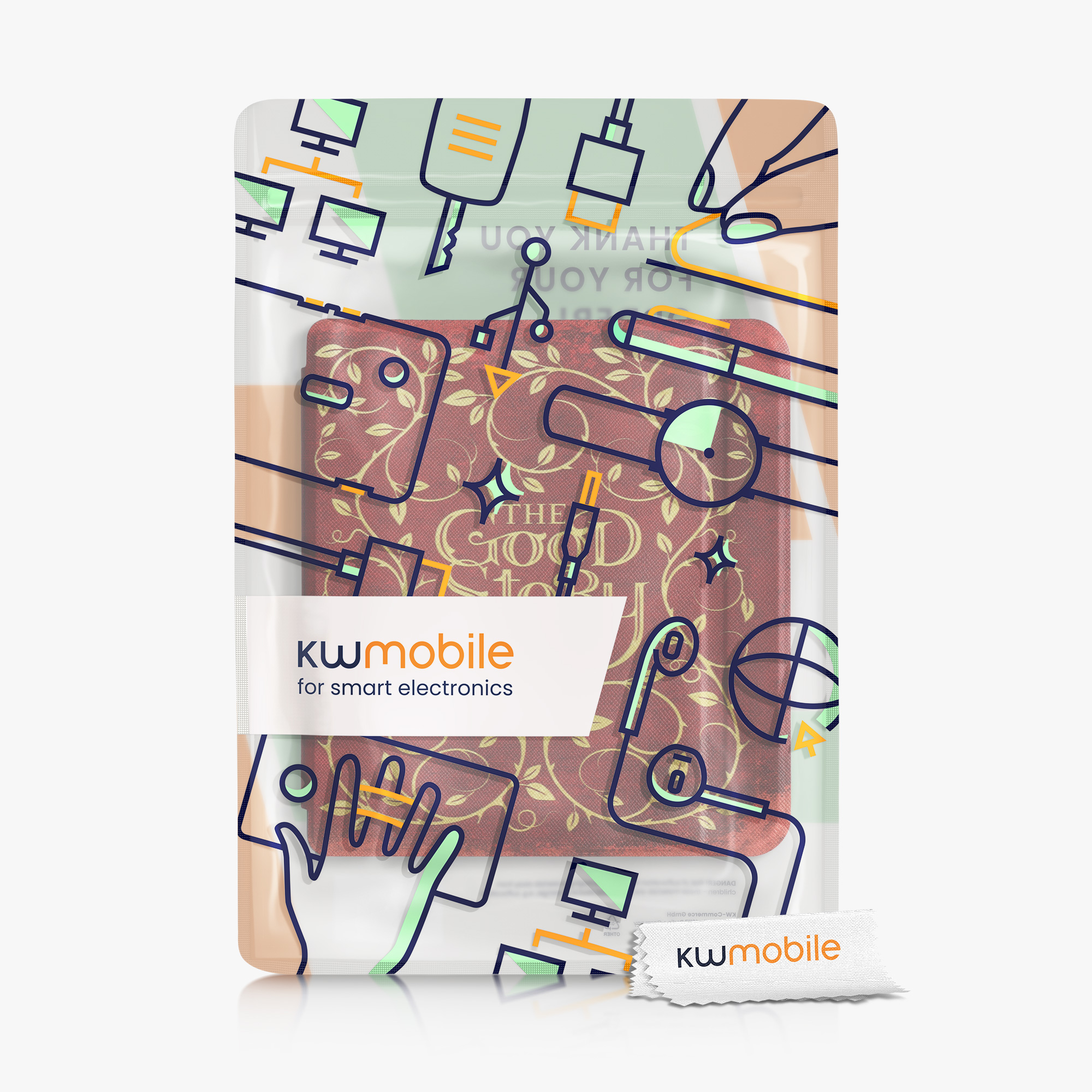 kwmobile pouzdro na čtečku Kobo Libra 2, Good Story with žlutá / oranžová / červená