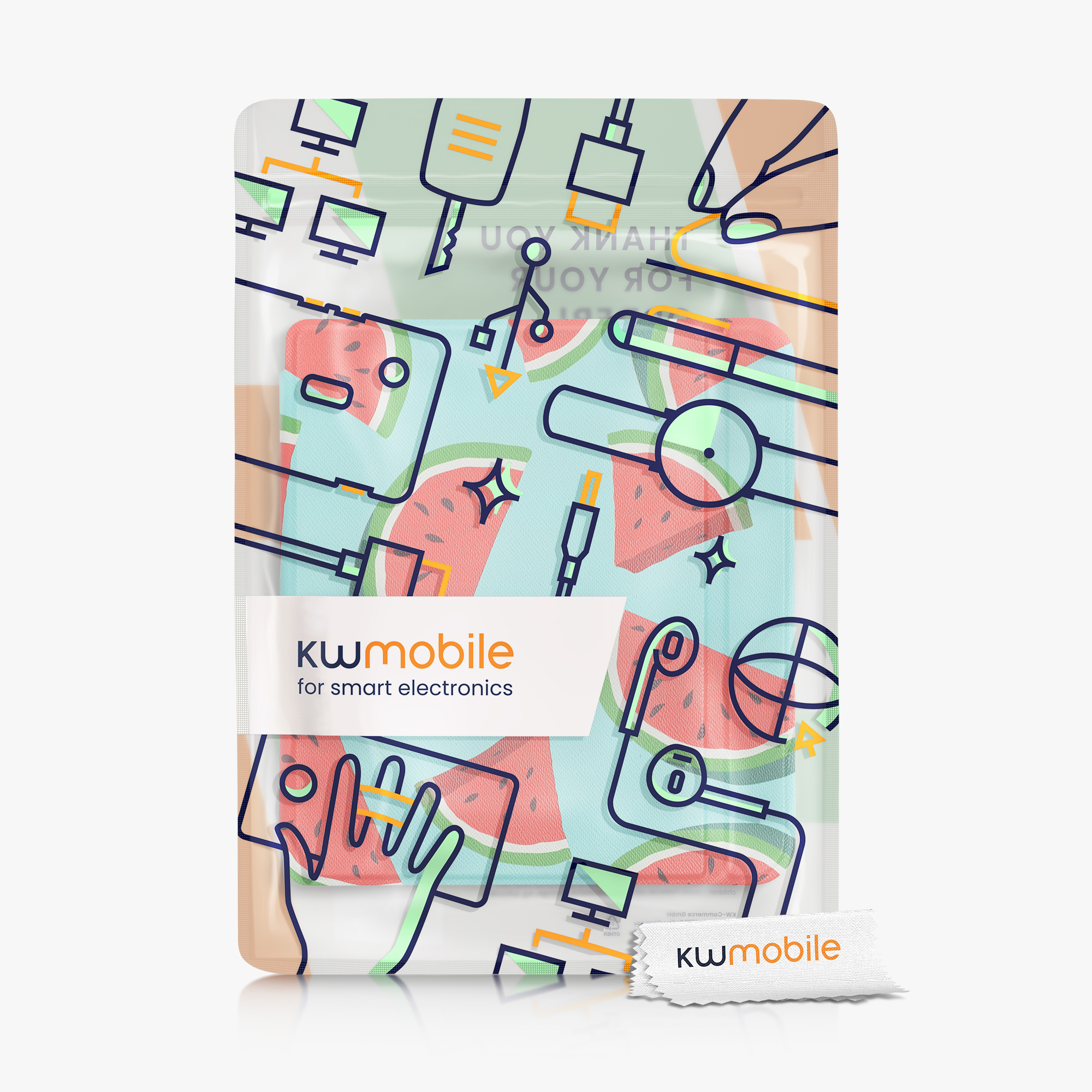 Pouzdro kwmobile pro Tolino Vision 6 - plátky melounu, červená / zelená / černá