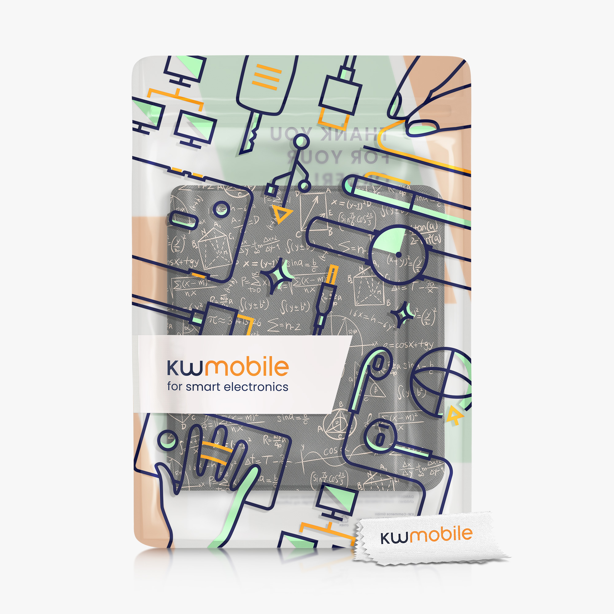 Pouzdro na čtečku kwmobile pro Tolino Vision 6 - motiv Equation, zelená / žlutá