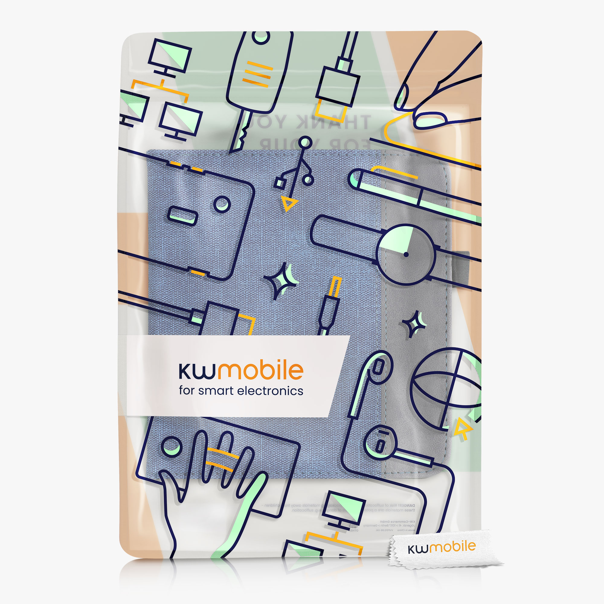 Pouzdro kwmobile pro Tolino Vision 6 - tmavě modrá / tmavě šedá