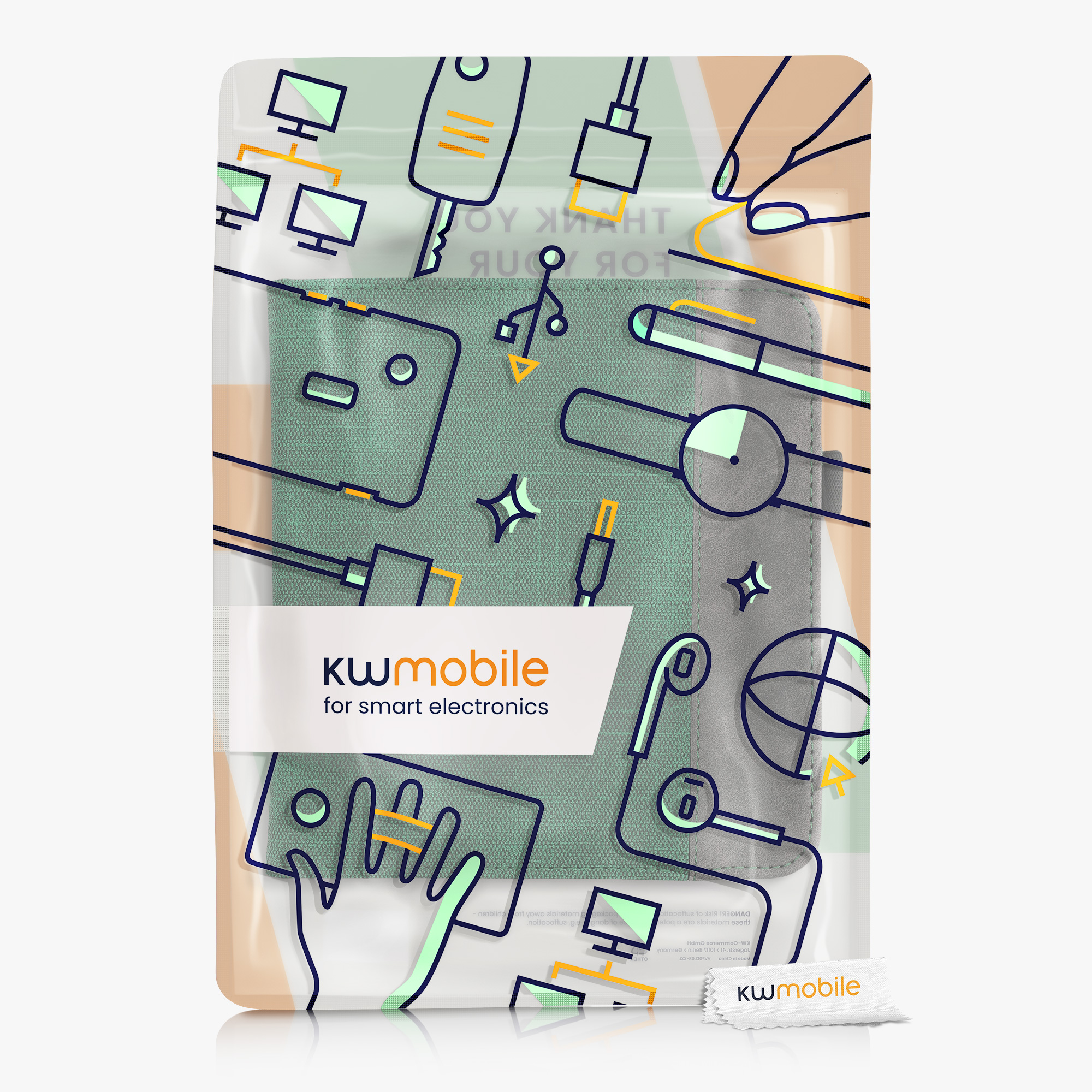 Pouzdro kwmobile pro Tolino Vision 6 - tmavě zelená / tmavě šedá