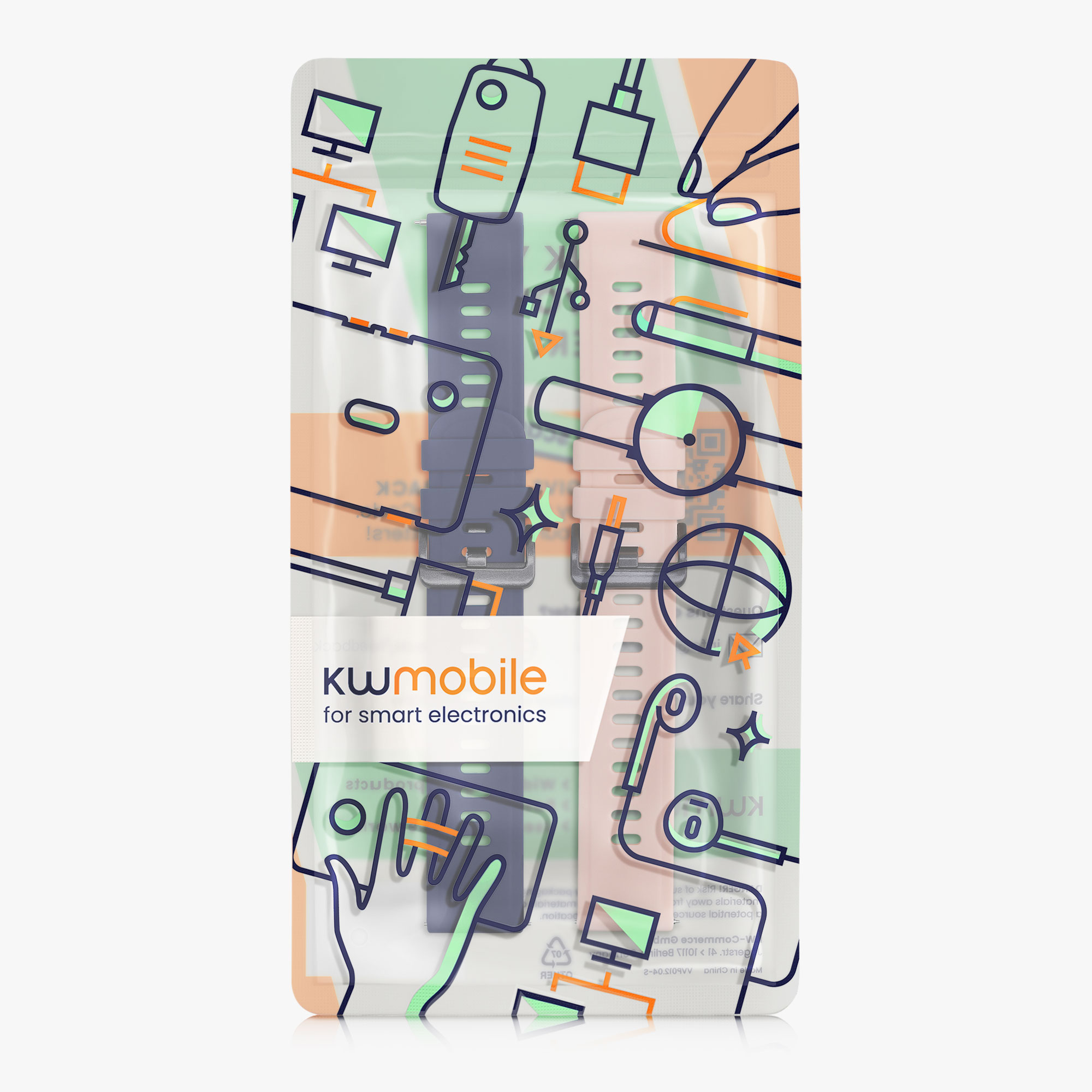 Řemínek kwmobile pro AGPTEK LW11, matná růžová / tmavě modrá