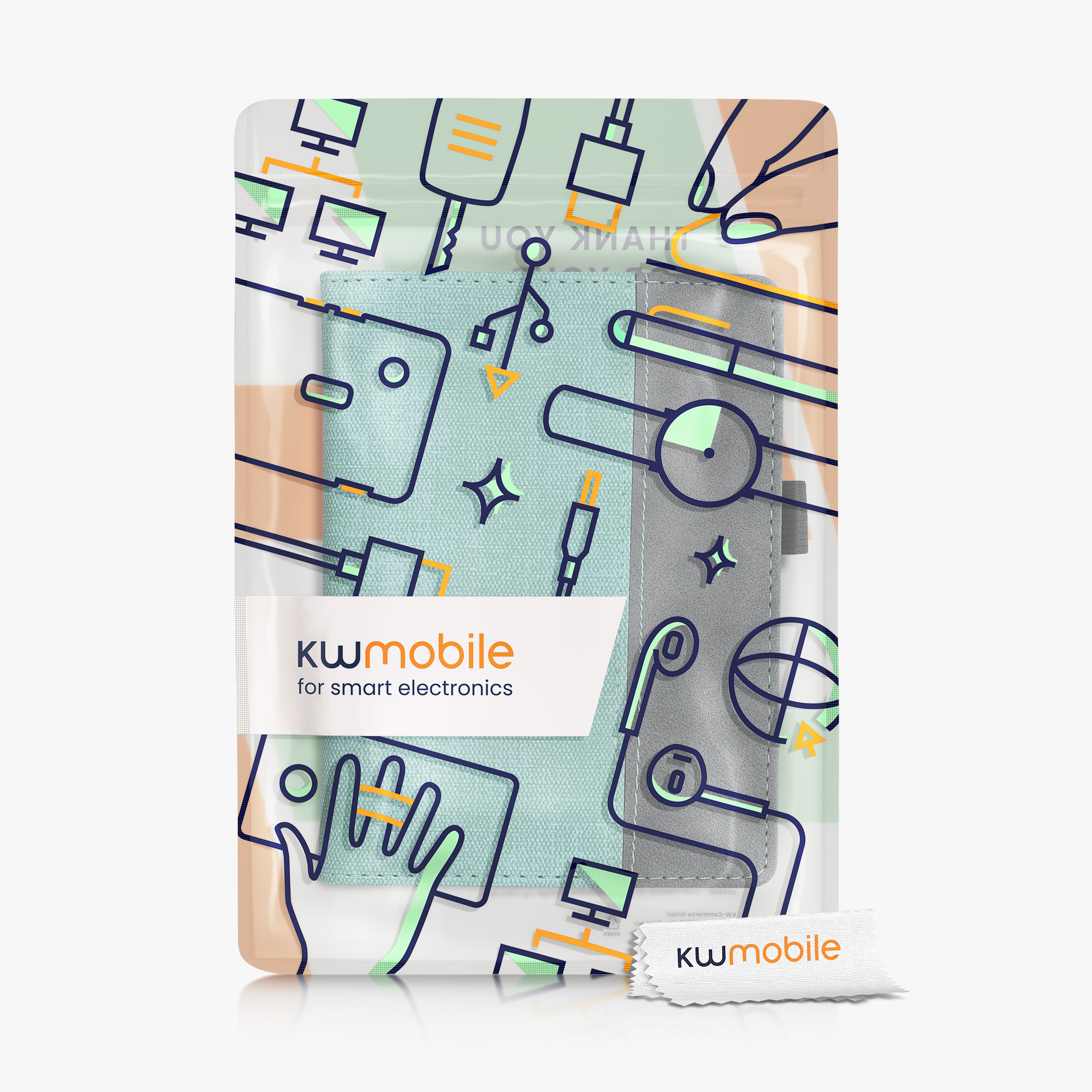 Pouzdro na čtečku kwmobile pro Kobo Glo HD / Touch 2.0 - mátová / tmavě šedá