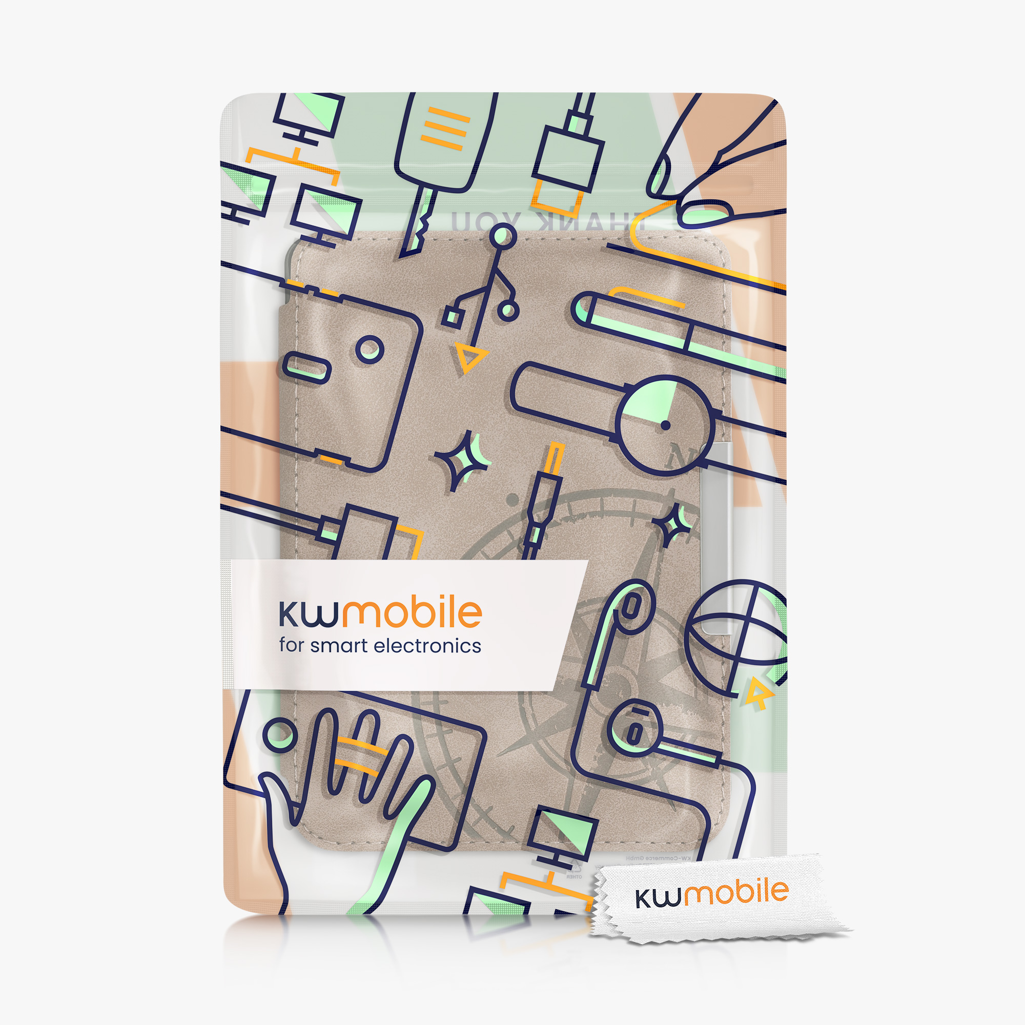 Semišové flip pouzdro na čtečku Kobo Clara HD Navigational Compass se stojánkem