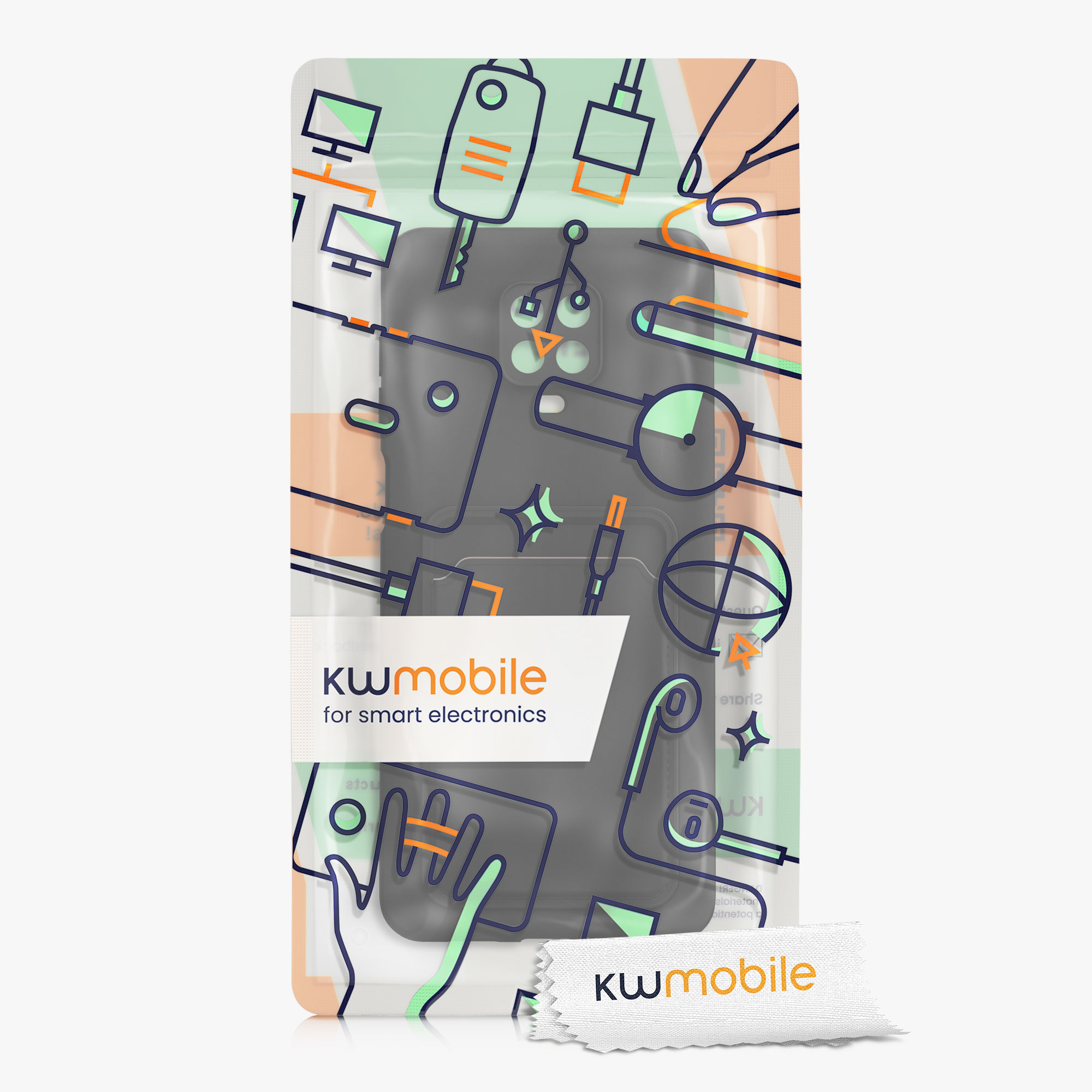 Kryt s držákem karty kwmobile pro Xiaomi Redmi Note 9S / 9 Pro / 9 Pro Max - matná černá
