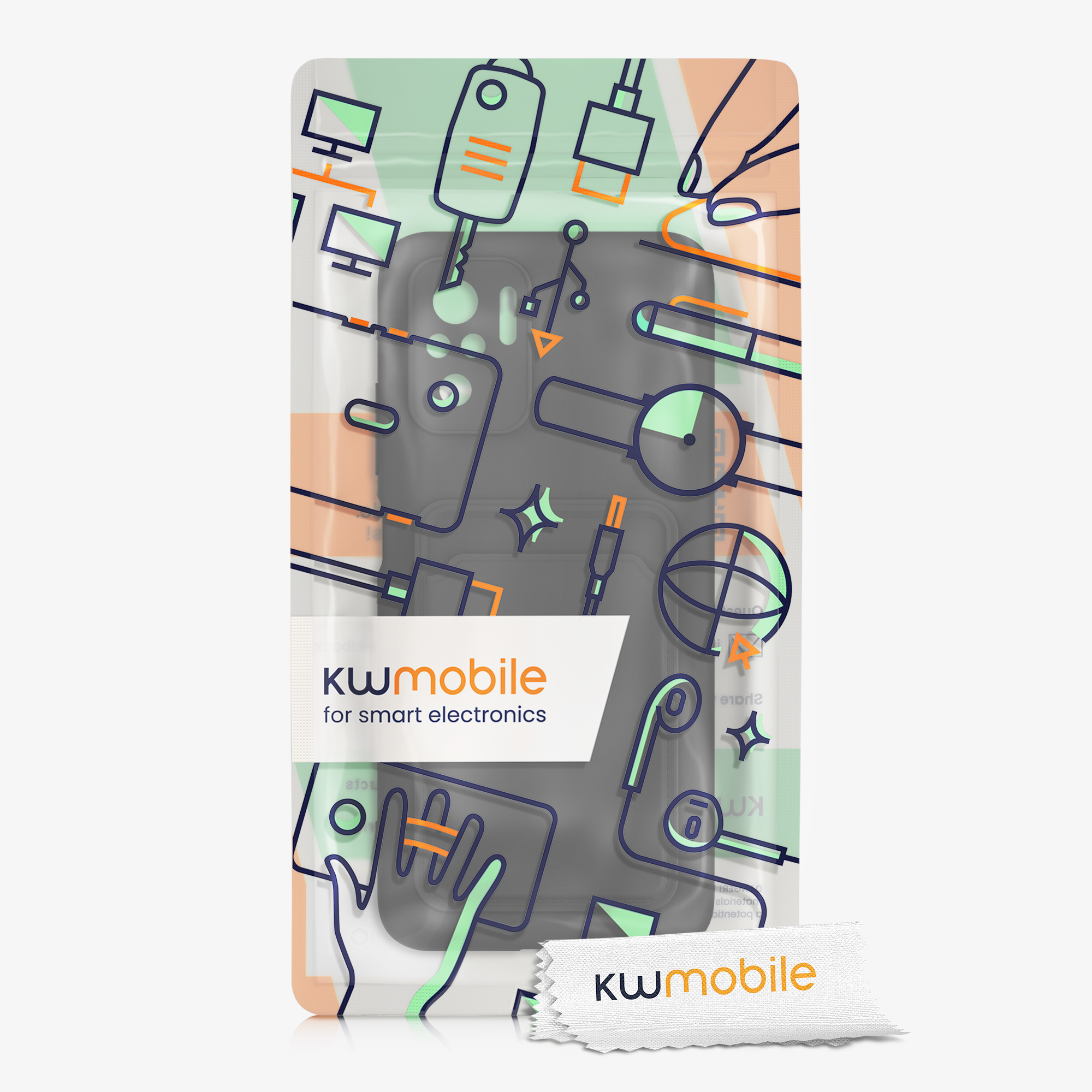 Kryt Xiaomi Redmi Note 10 přihrádka karta TPU černá matná kwmobile