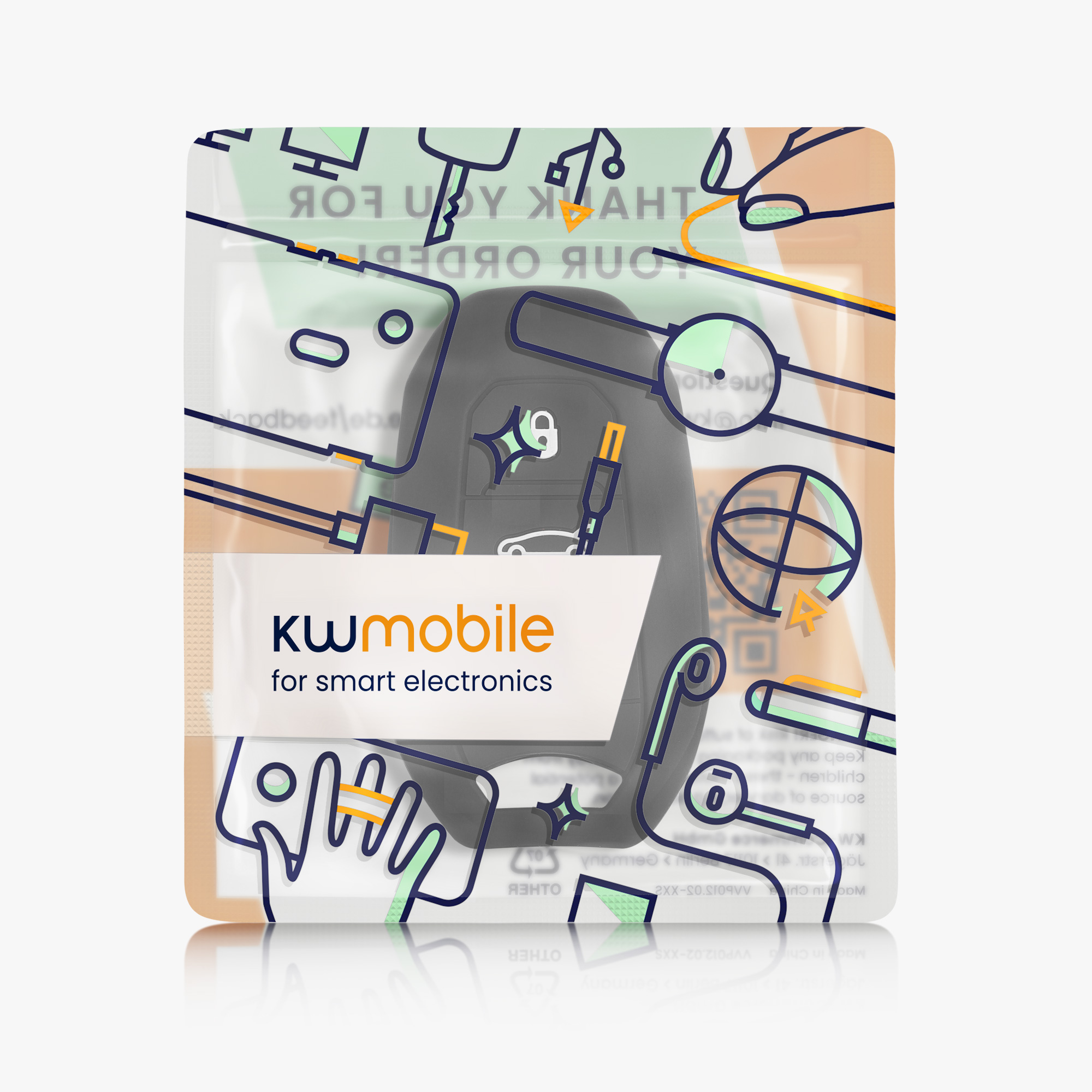 Pouzdro na klíč od auta kwmobile pro Opel 3 Button Car Key Smart Key only Keyless Go, bílá / černá