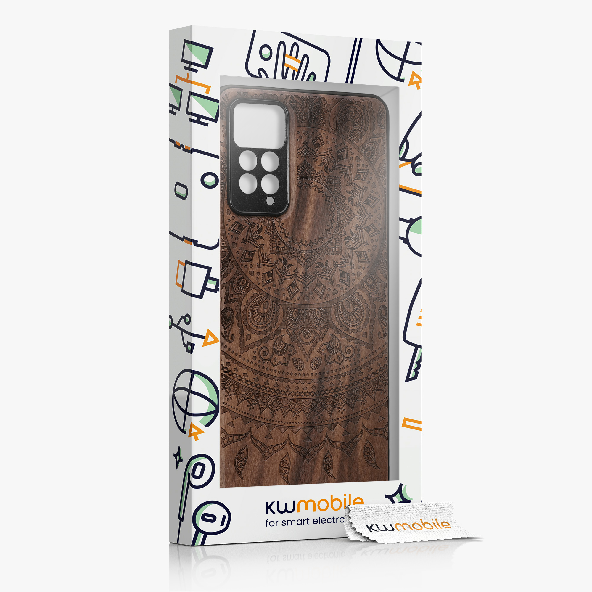 Dřevěný kryt Xiaomi Redmi Note 11 Pro TPU vanička, tmavě hnědý kwmobile