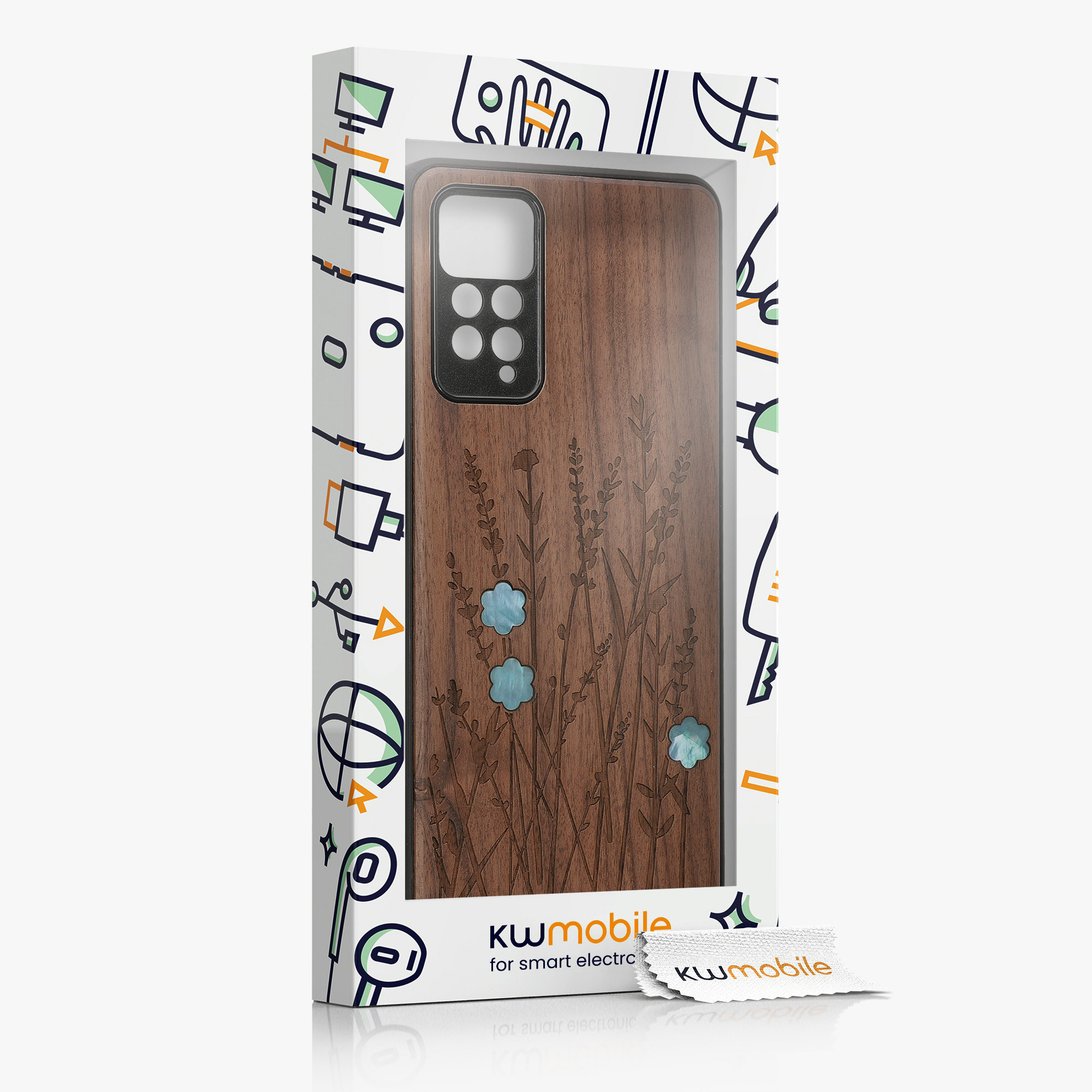 Dřevěný kryt Xiaomi Redmi Note 11 Pro TPU vanička, tmavě hnědý kwmobile