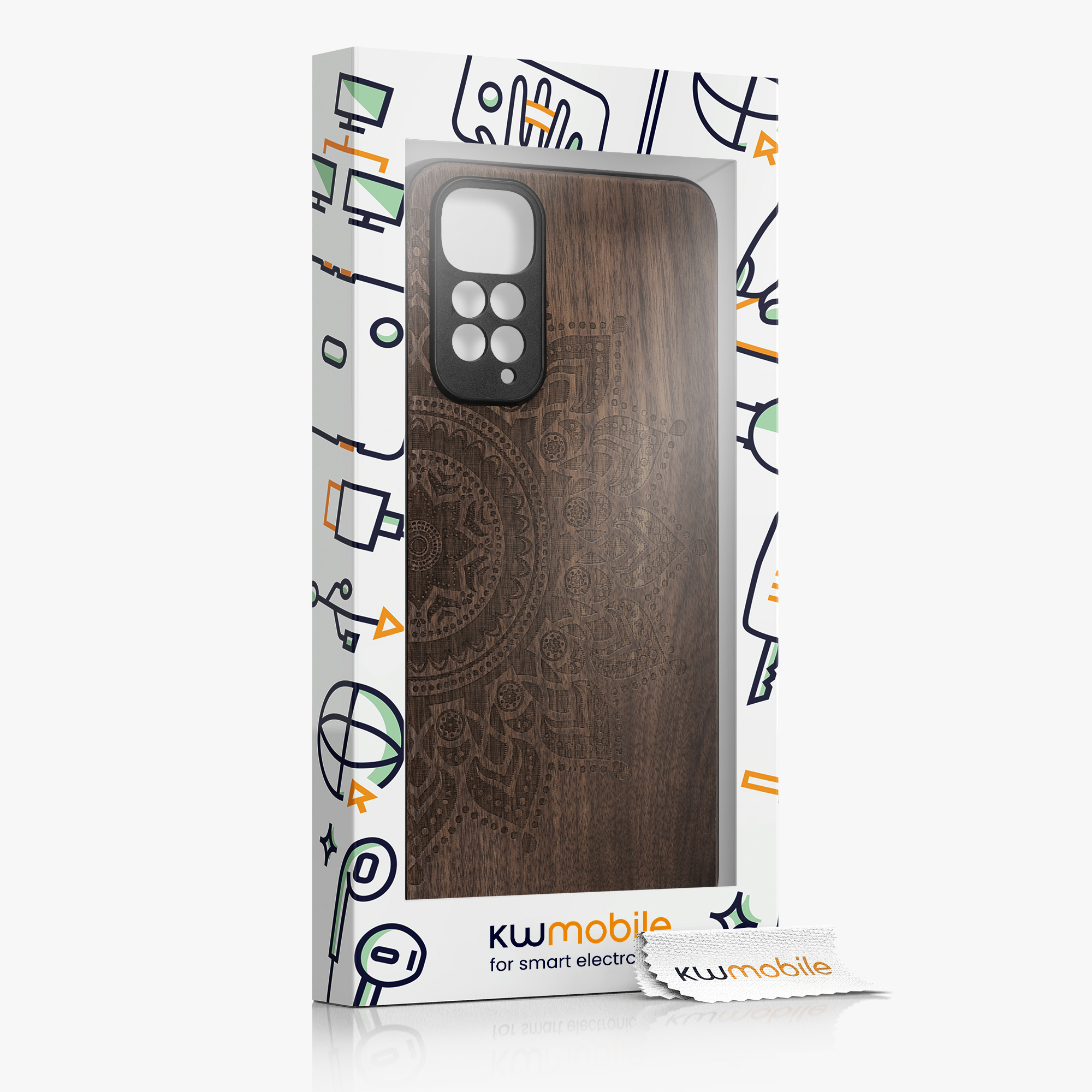 Dřevěný kryt Xiaomi Redmi Note 11 TPU vanička, tmavě hnědý kwmobile
