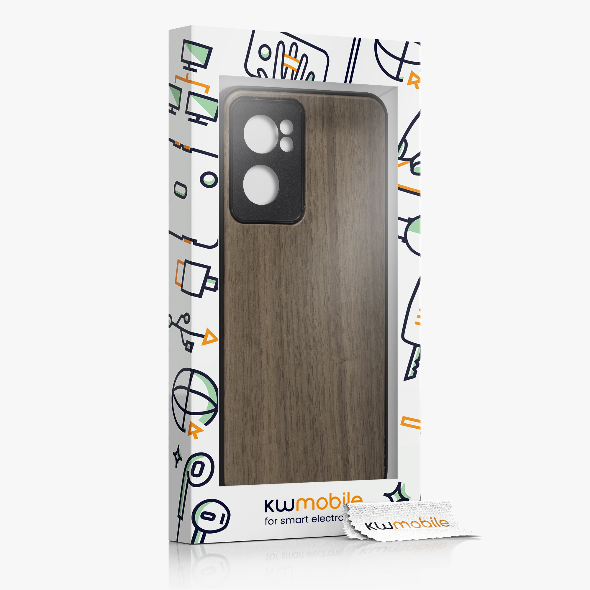 Dřevěný kryt kwmobile pro OnePlus Nord CE 2 5G, tmavě hnědá