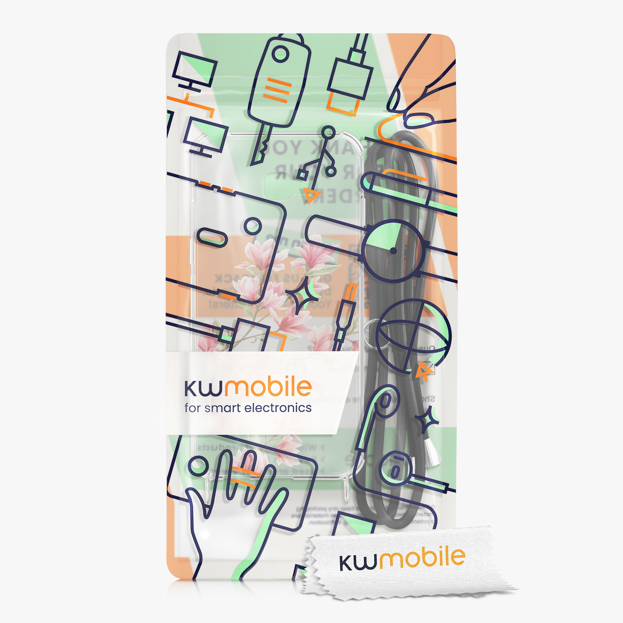 Crossbody kryt na mobil Samsung Galaxy A5 (2017) kwmobile se šňůrkou Magnolias - růžová /