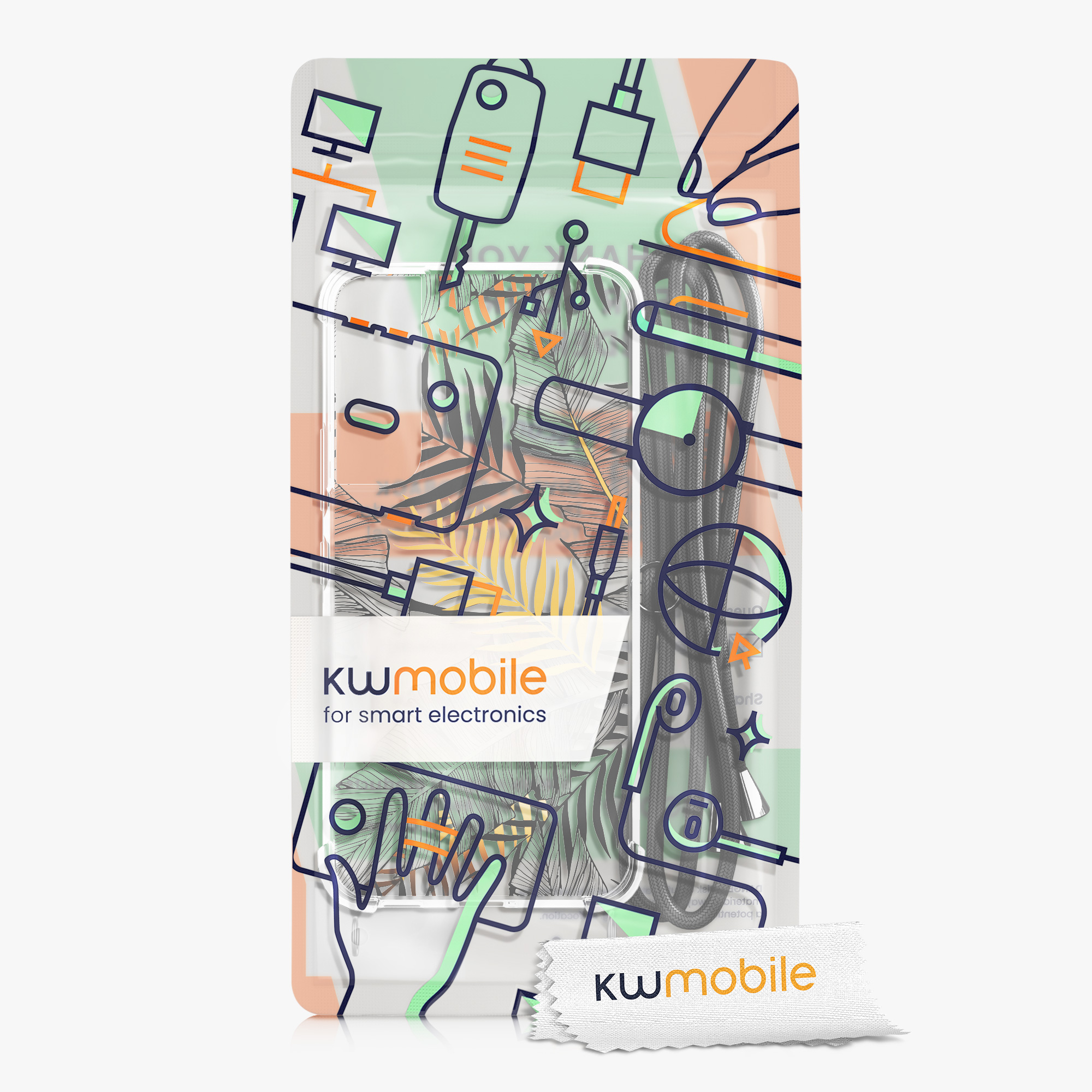 Crossbody kryt na mobil Galaxy S22 kwmobile žluté palmové listy / šedá / transparentní