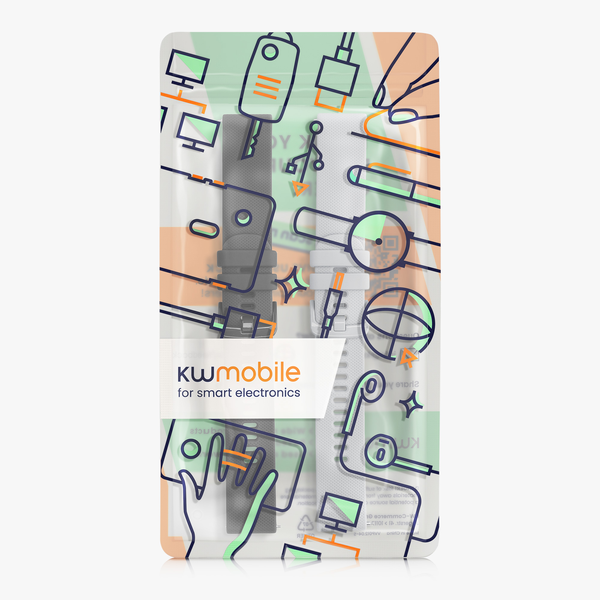 2 ks Řemínek kwmobile pro Garmin Venu Sq Music / Sq - černá / šedá
