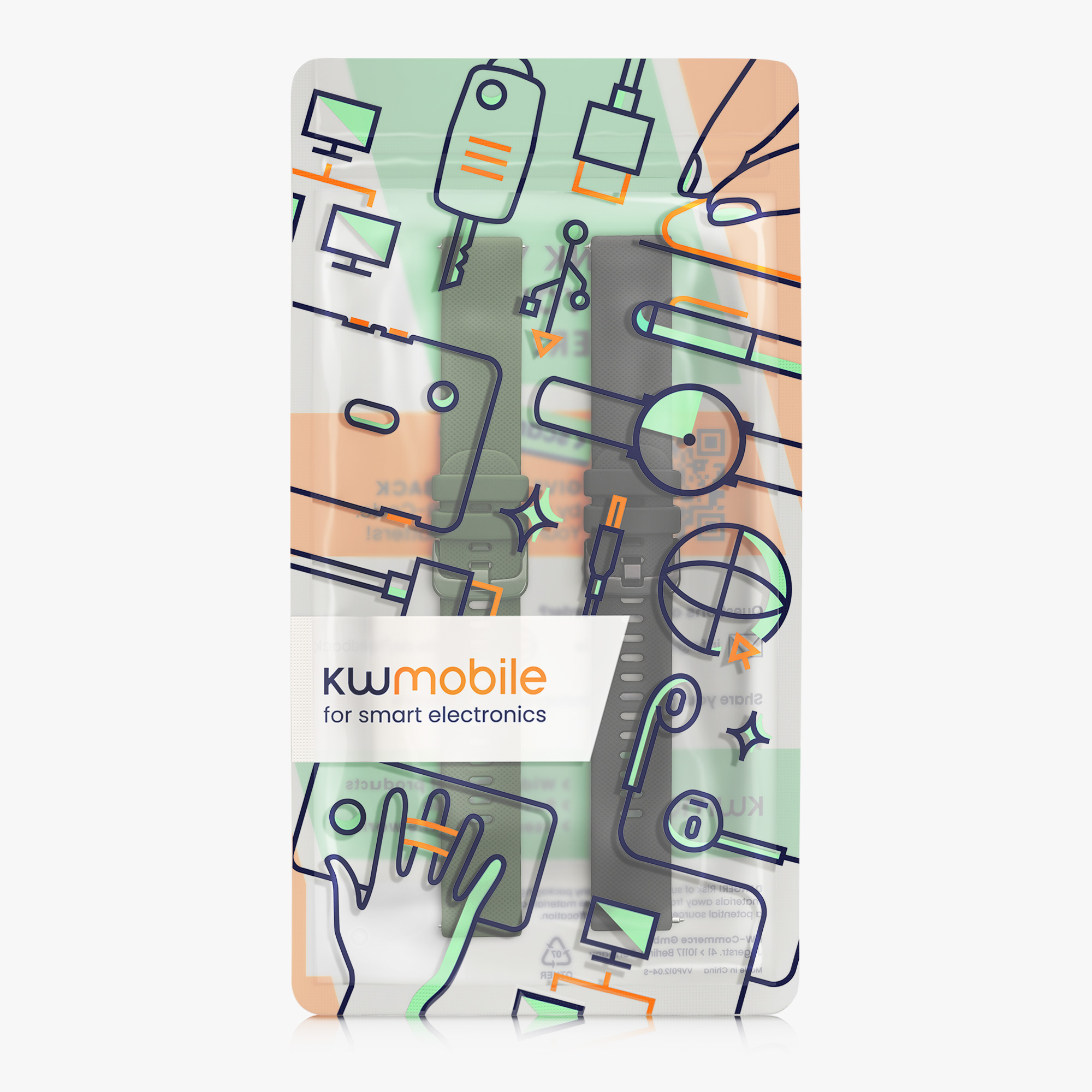 2 ks Řemínek kwmobile pro Garmin Venu Sq Music / Sq - černá / tmavě zelená
