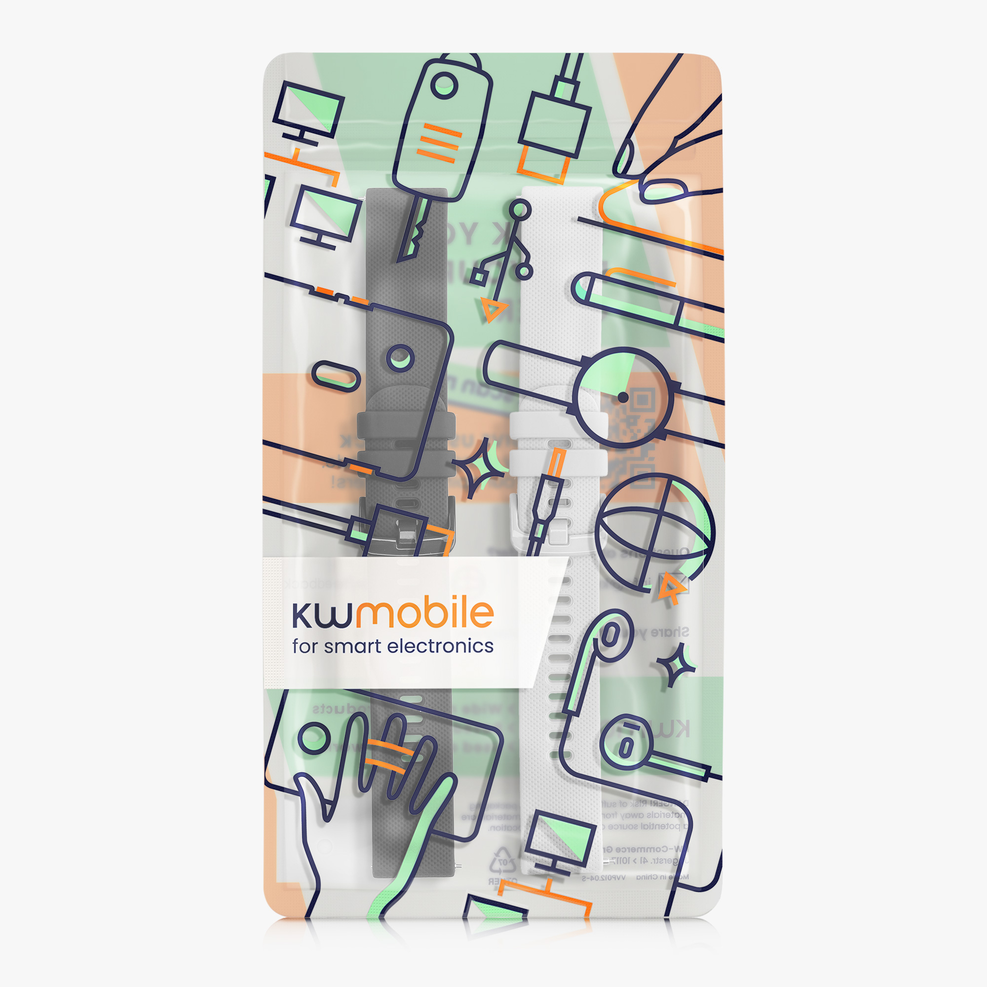 2 ks Řemínek kwmobile pro Garmin Venu Sq Music / Sq - černá / bílá