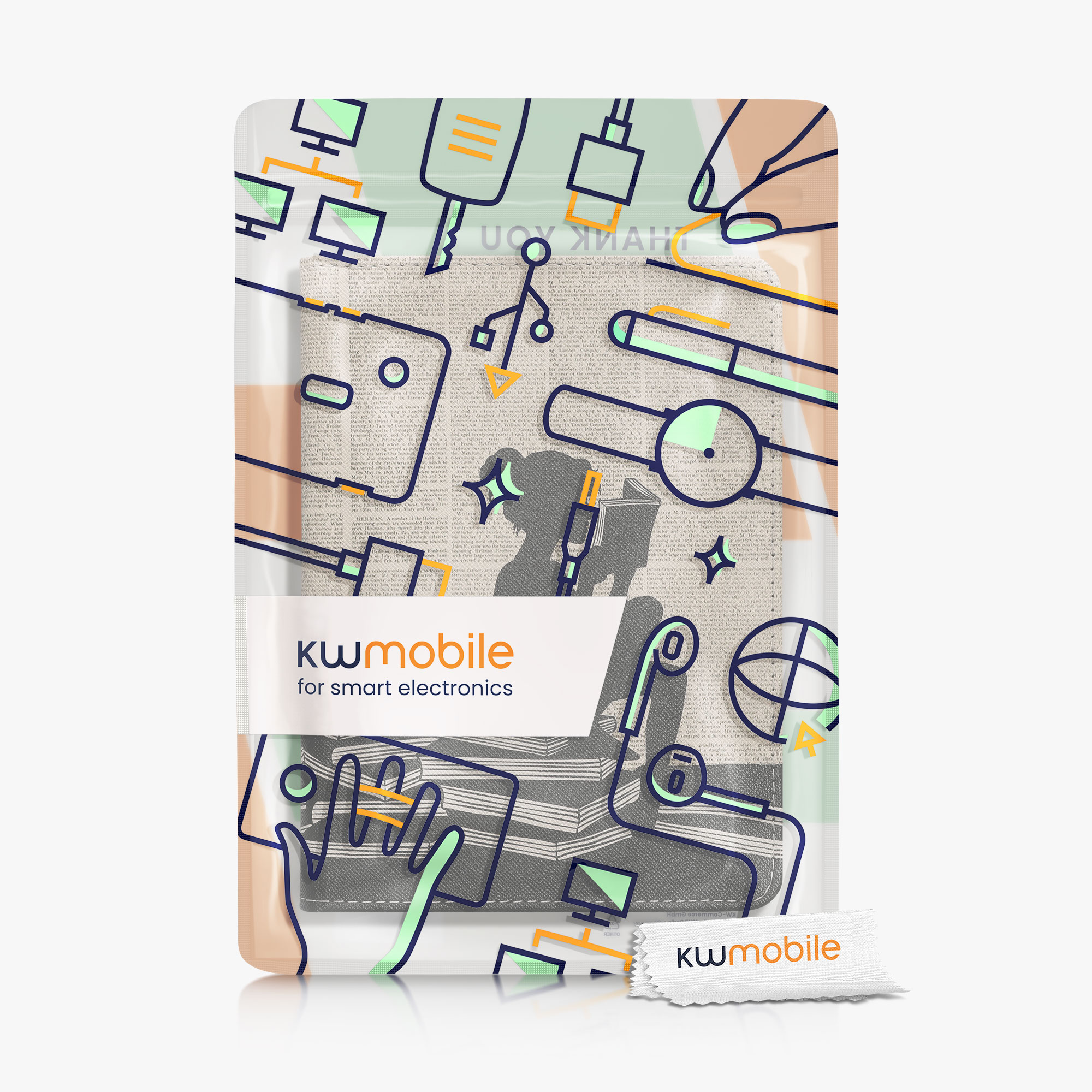 Pouzdro na čtečku kwmobile Amazon Kindle Paperwhite 11 Generation 2021 Case - Girl and Books černá / béžová