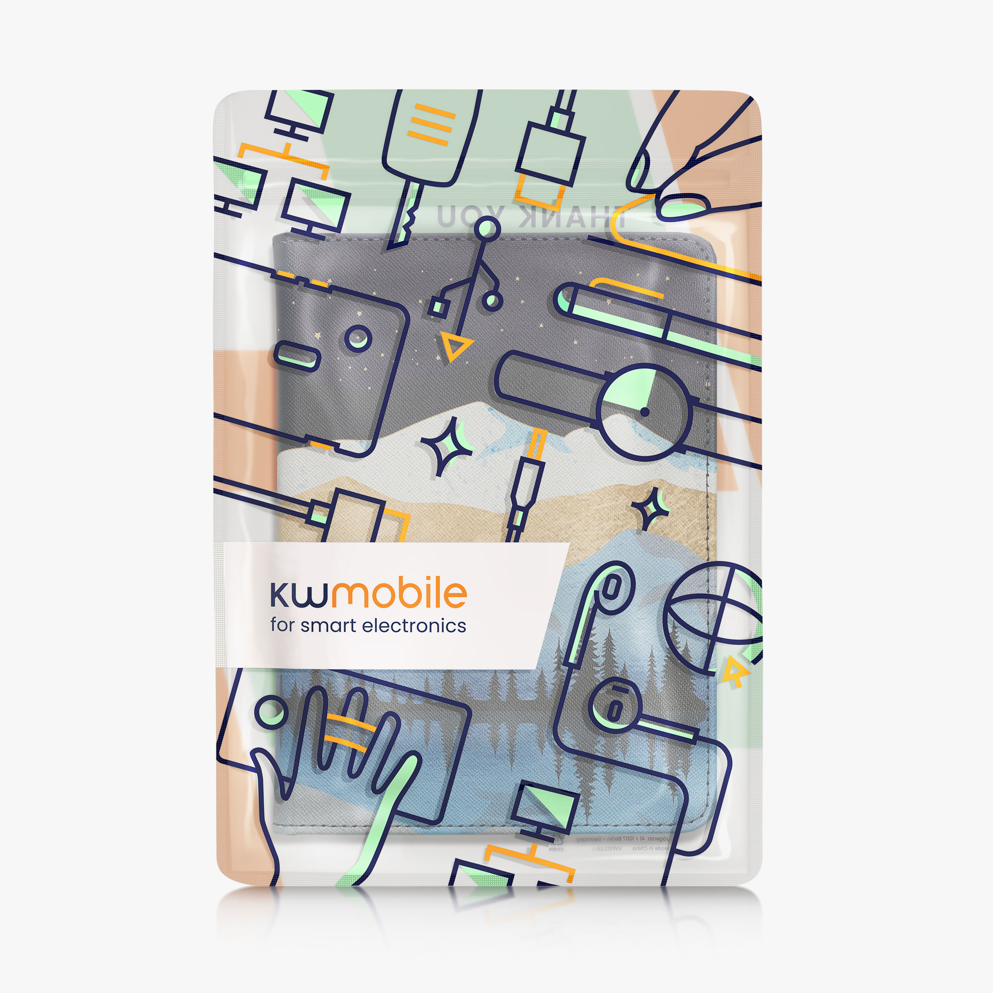 Pouzdro na čtečku kwmobile Amazon Kindle Paperwhite 11 Generation 2021 Case - Starry Night Lake bílá / světle hnědá / tmavě modrá