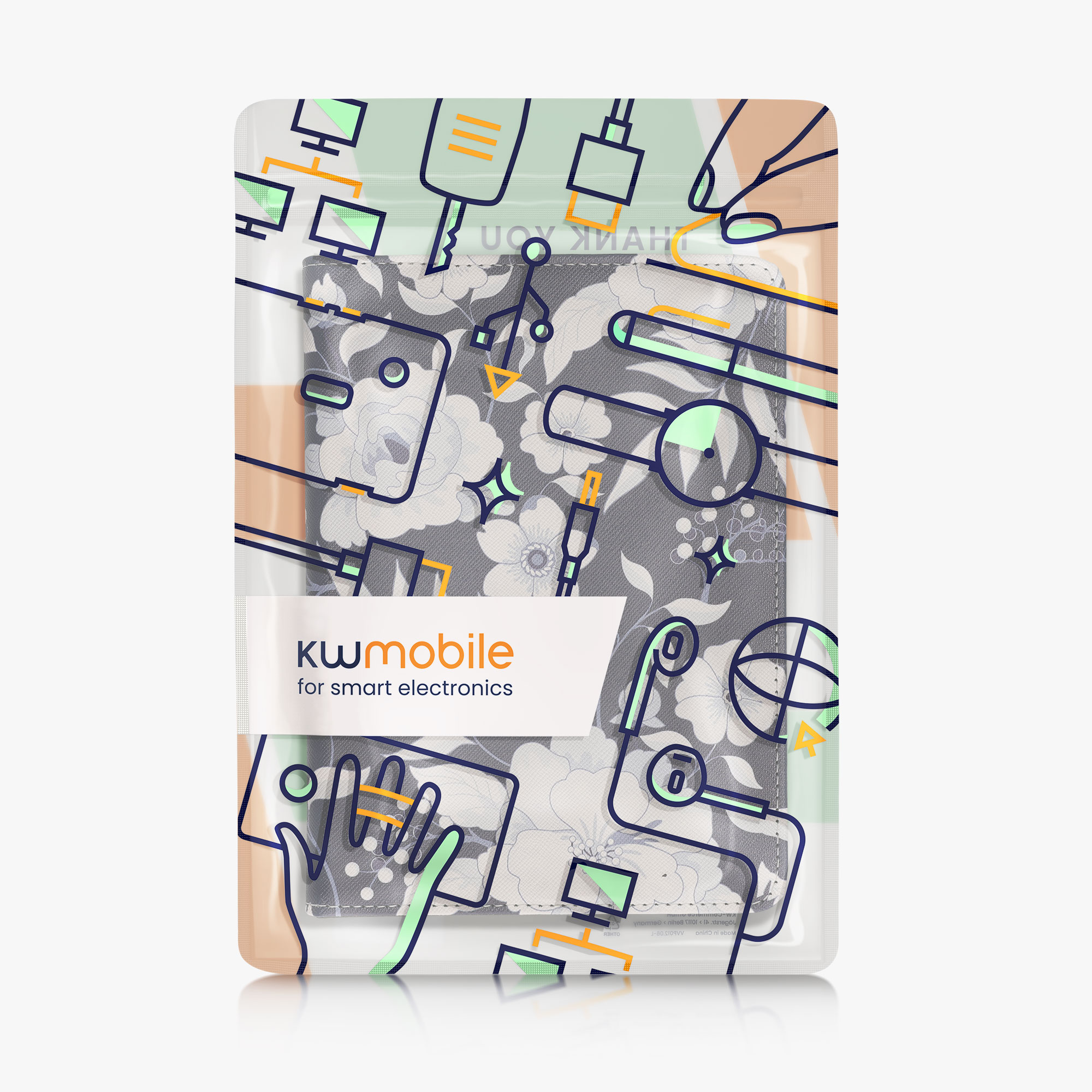 Pouzdro na čtečku kwmobile Amazon Kindle Paperwhite 11 Generation 2021 Case - modrá Flowers modrá / bílá