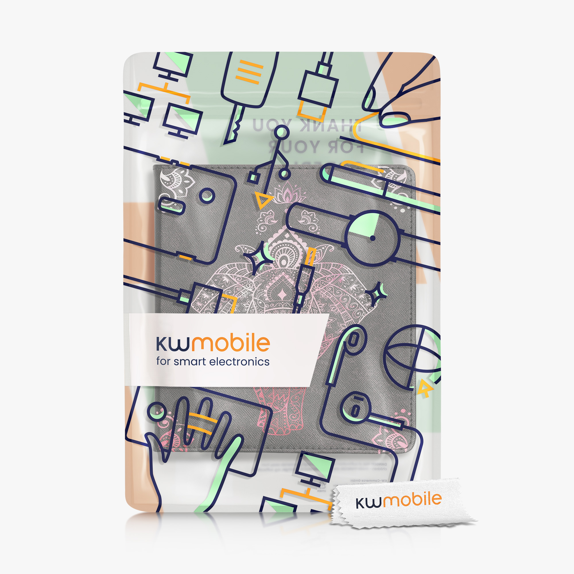 Pouzdro na čtečku kwmobile pro Amazon Kindle Oasis 10. Generation - motiv slon tmavě růžová / antracitová