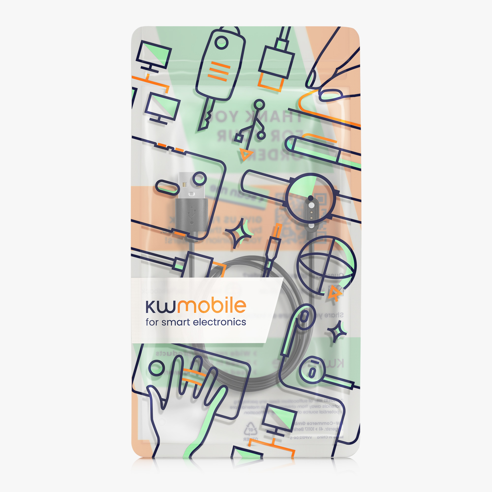 Nabíjecí kabel kwmobile pro Blackview X1 (Number B00101) / X2 Smartwatch - černá