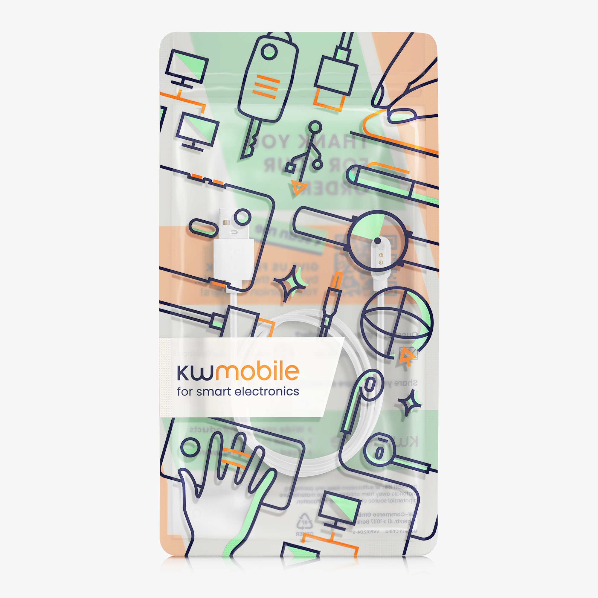 Nabíjecí kabel kwmobile pro Blackview X1 (Number B00101) / X2 Smartwatch - bílá