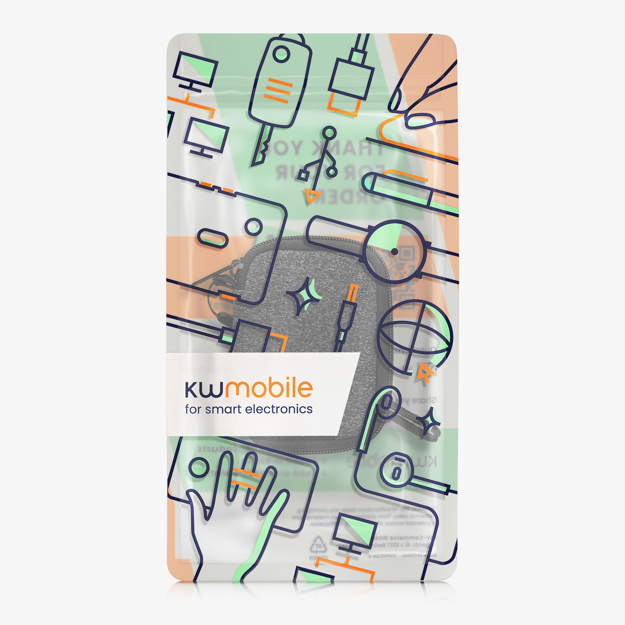 Pouzdro na sluchátka kwmobile pro Earbuds - antracitová / bílá