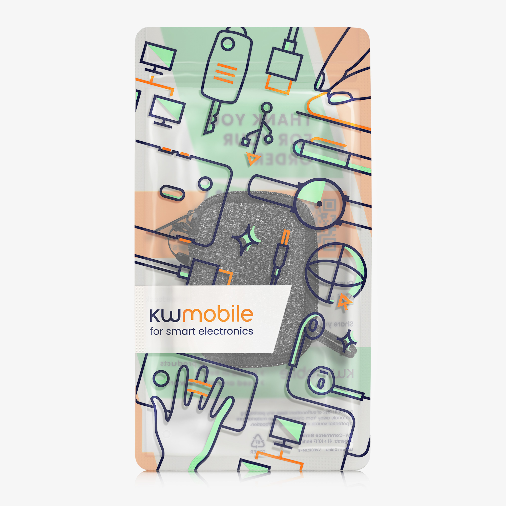 Pouzdro na sluchátka kwmobile pro Earbuds - bílá / antracitová