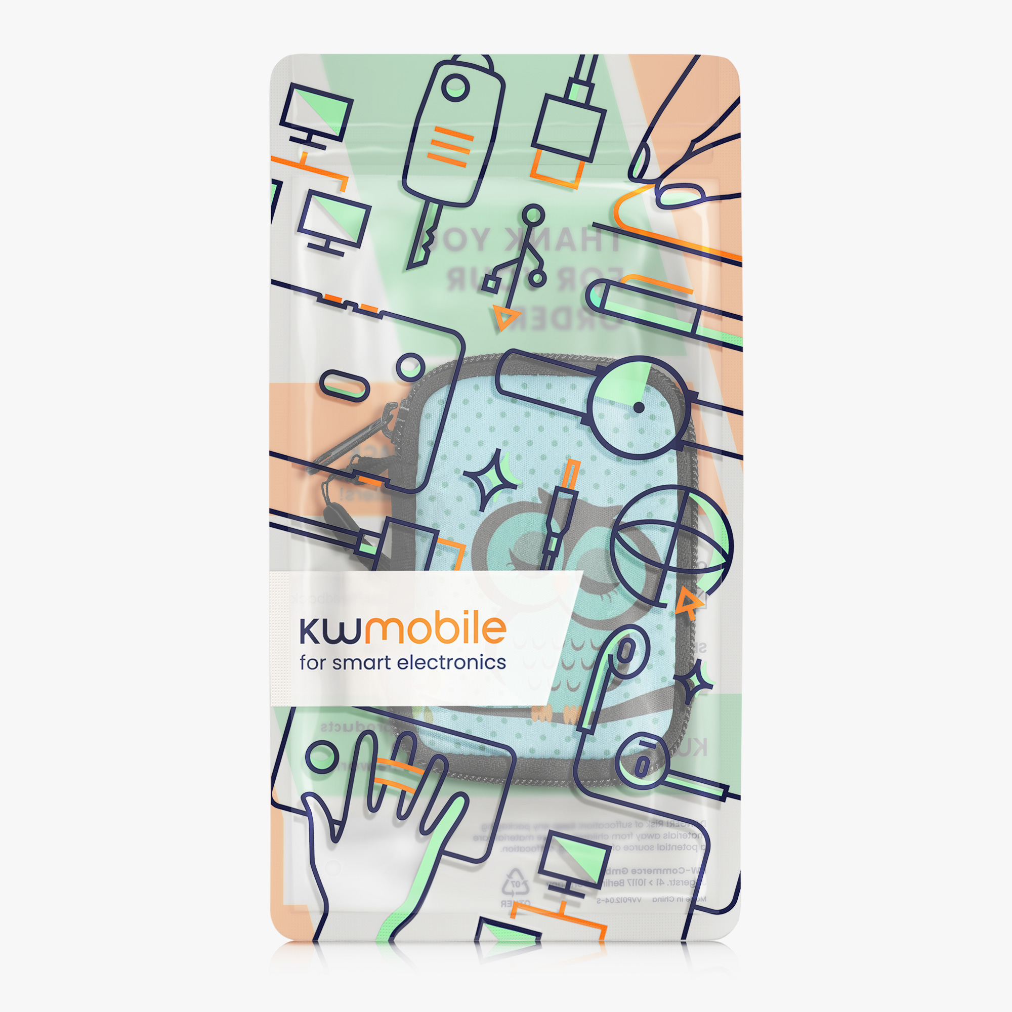 Pouzdro na sluchátka kwmobile pro in-ear Headphones - Spící sova