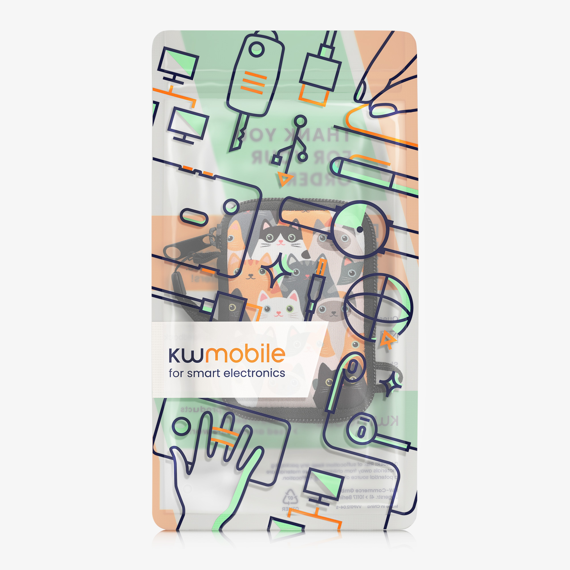 Pouzdro na sluchátka kwmobile pro in-ear Headphones - Kočky