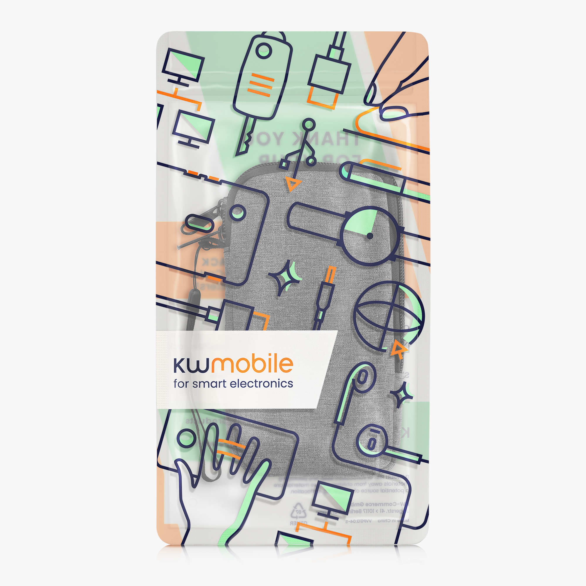 kwmobile univerzální pouzdro na mobil L 6.5", textilní materiál, tmavě šedá
