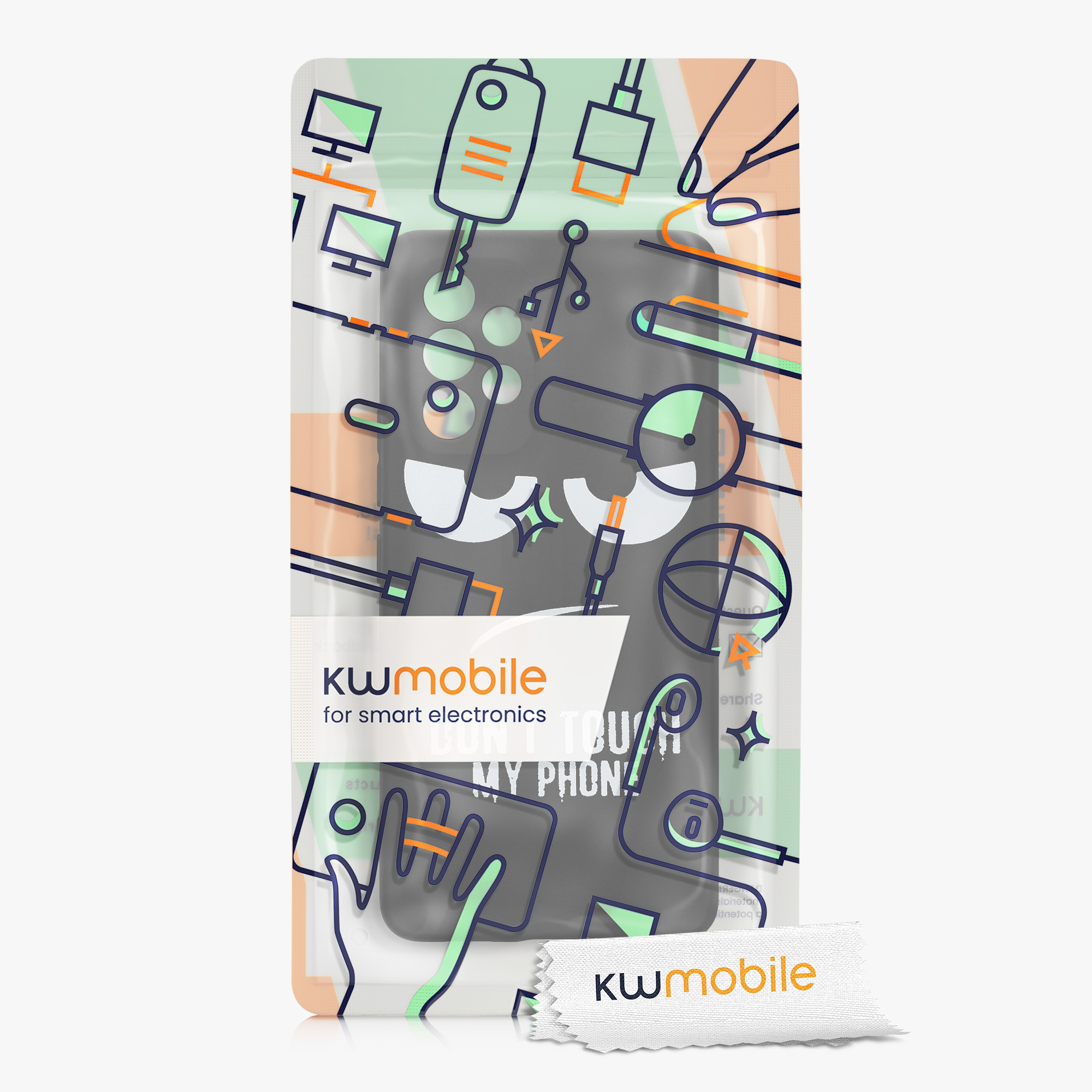 Kryt na mobil Samsung Galaxy A53 5G kwmobile motiv Don't Touch My Phone - Don't Touch My Phone - bílá / černá