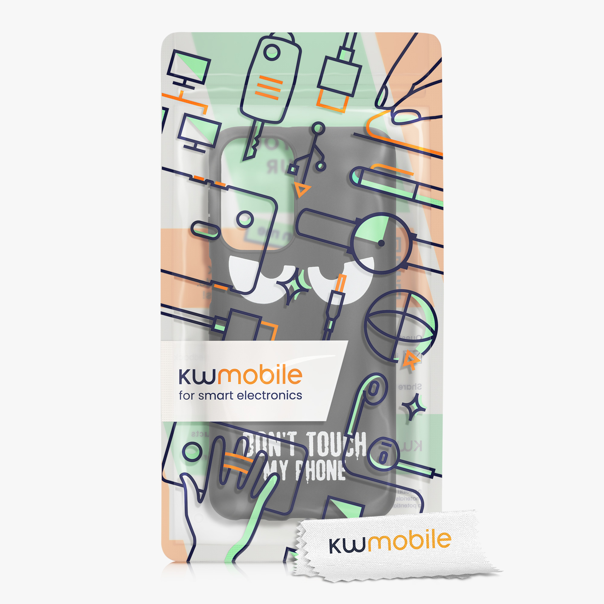 Kryt na mobil Samsung Galaxy A23 4G / 5G kwmobile motiv Don't Touch My Phone - White / Black