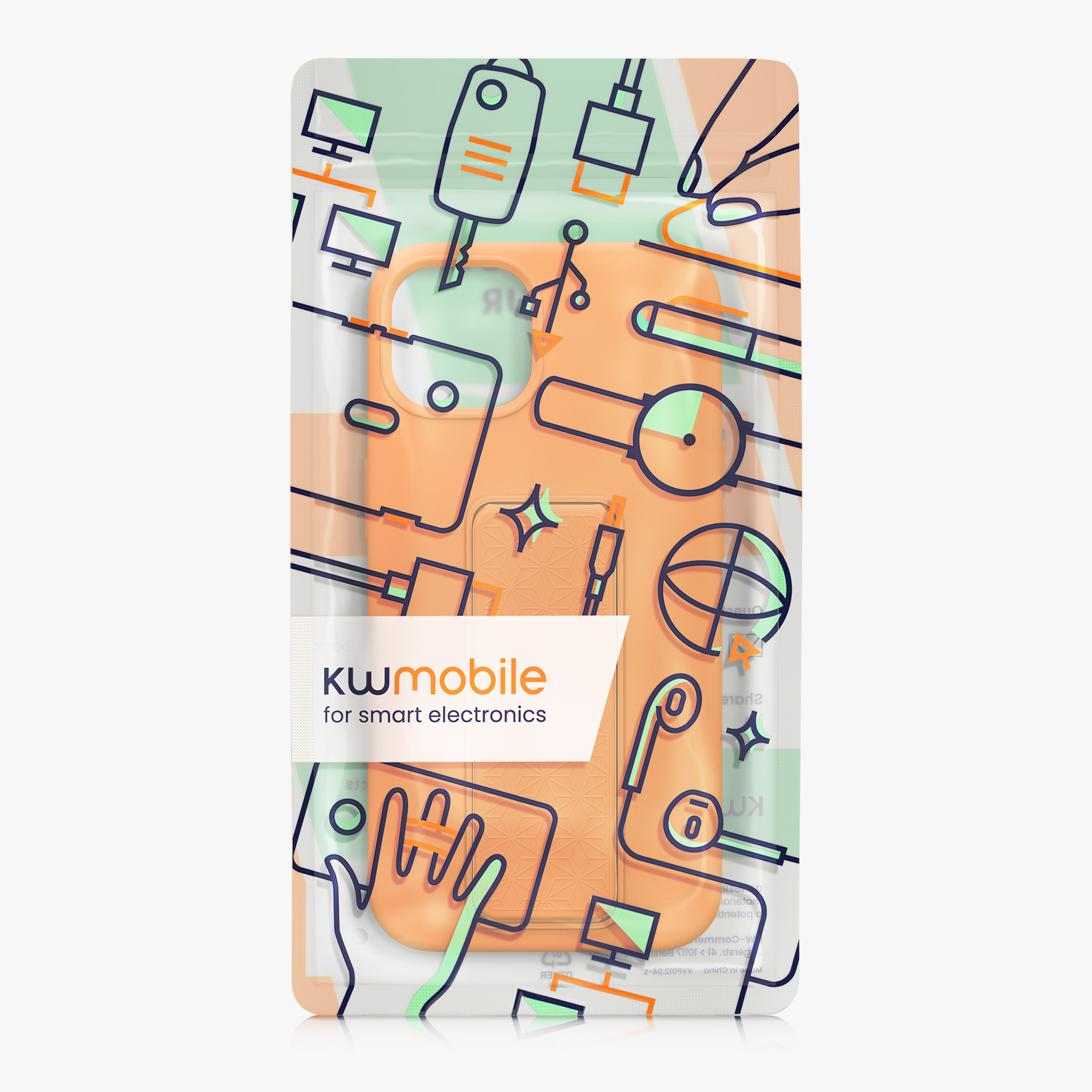 Kryt s poutkem a stojánkem kwmobile pro iPhone 13 - ovocná oranžová