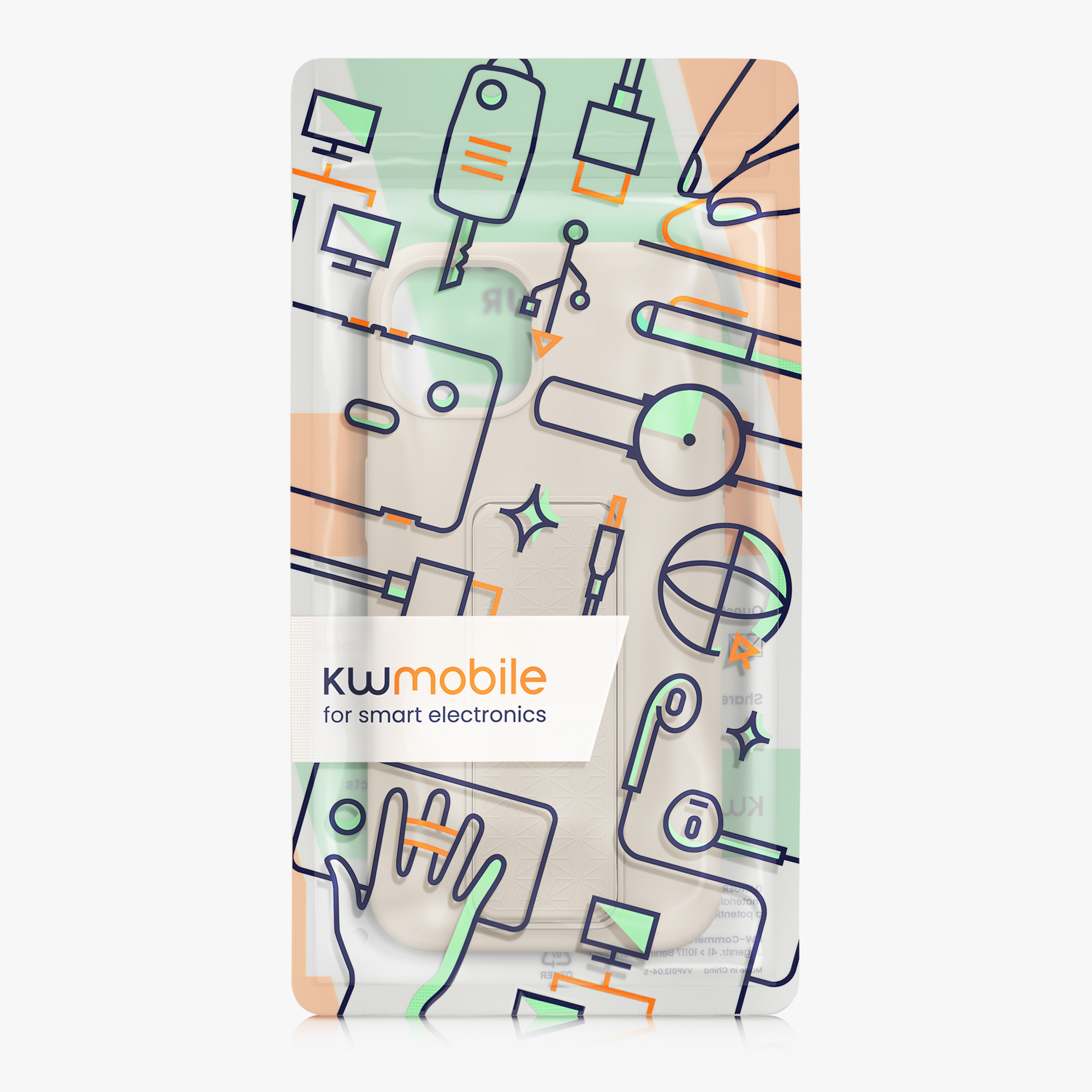 Kryt s poutkem a stojánkem kwmobile pro iPhone 13 - krémová