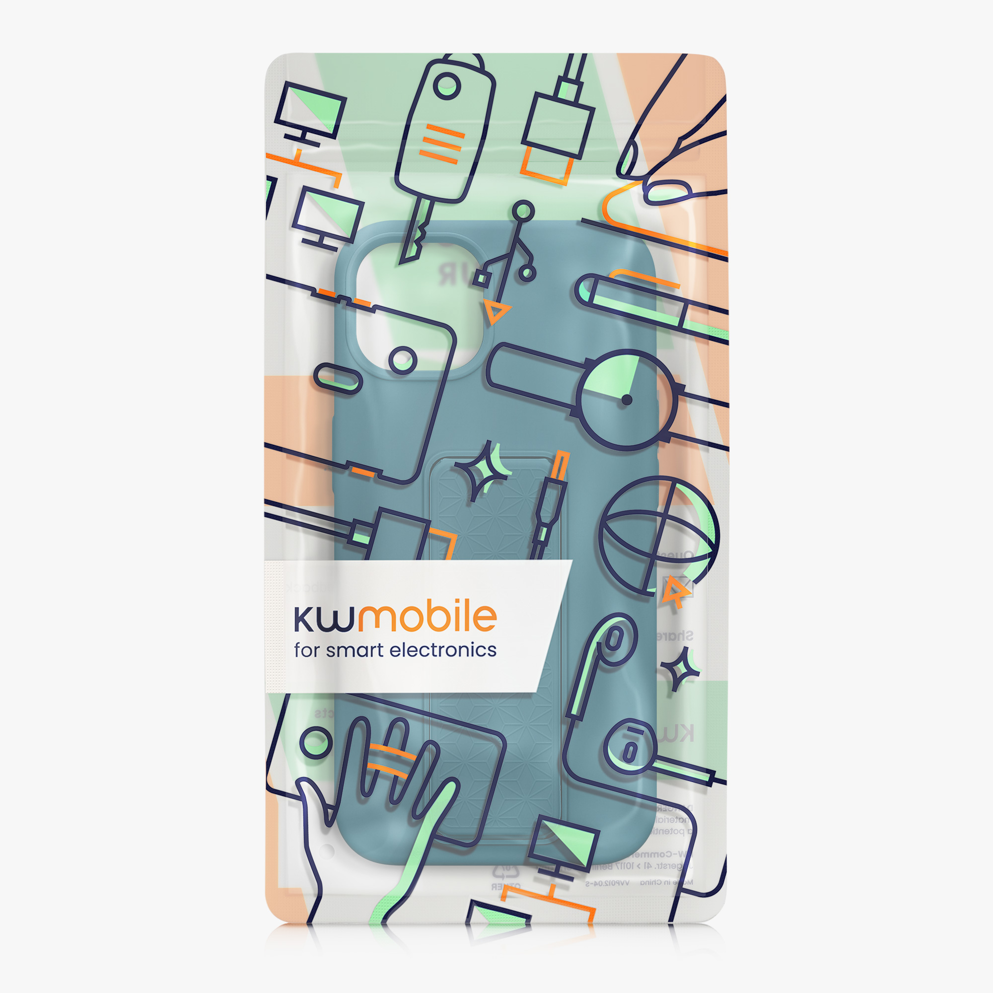 Kryt s poutkem a stojánkem kwmobile pro iPhone 13 - tyrkysová matná