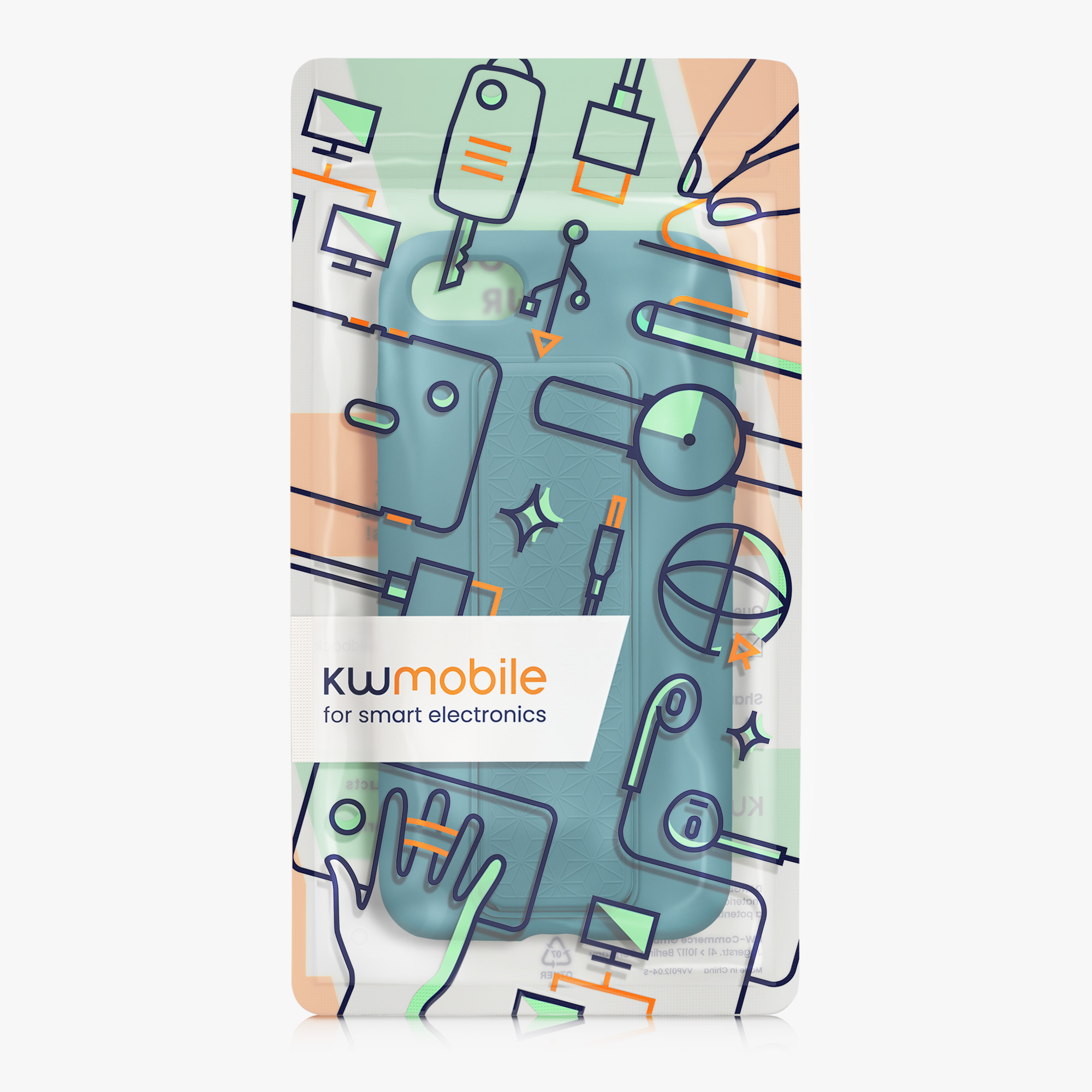 TPU kryt s poutkem a stojánkem kwmobile pro iPhone SE 2022/2020/8/7 - petrolejová matná