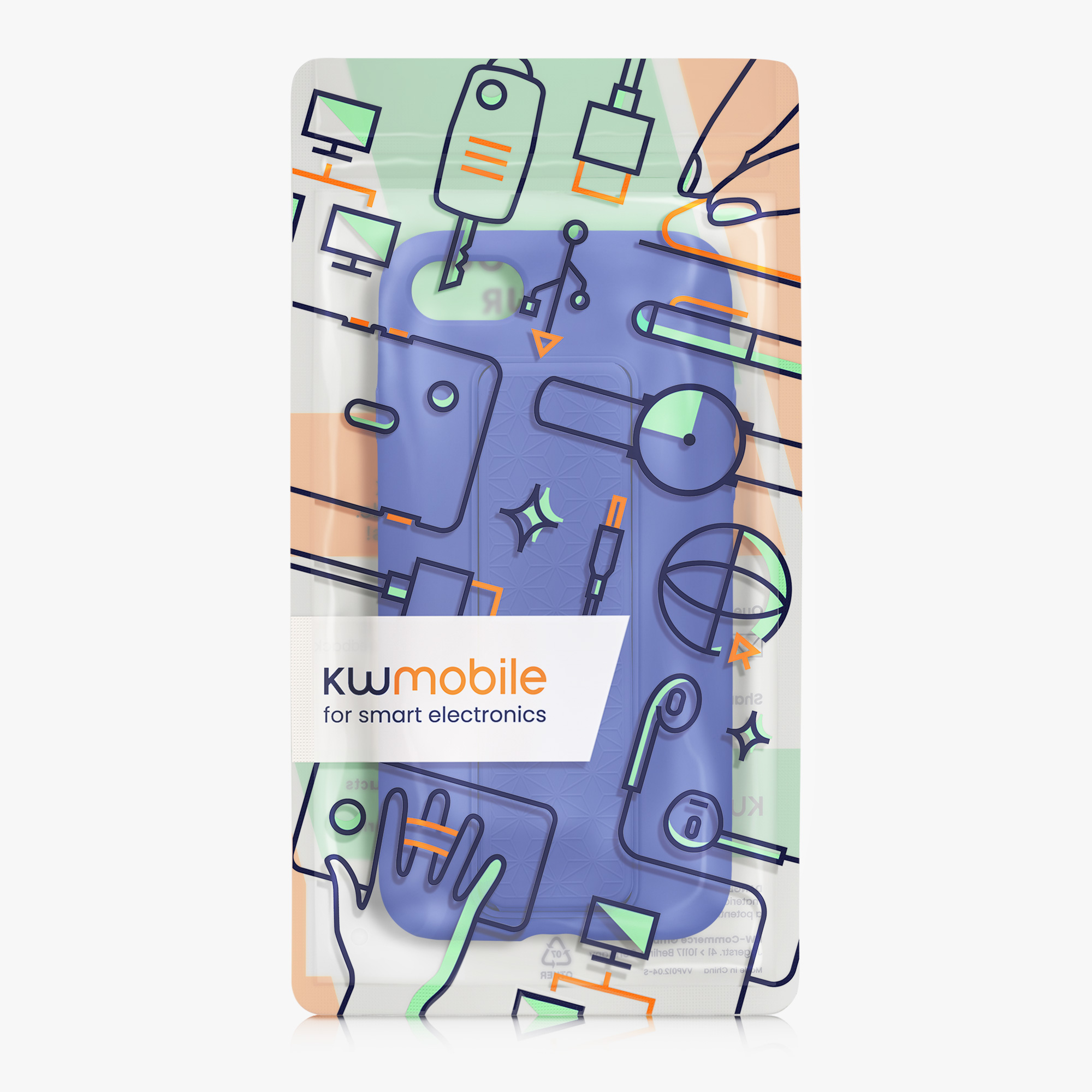 TPU kryt s poutkem a stojánkem kwmobile pro iPhone SE 2022/2020/8/7 - baltská modrá
