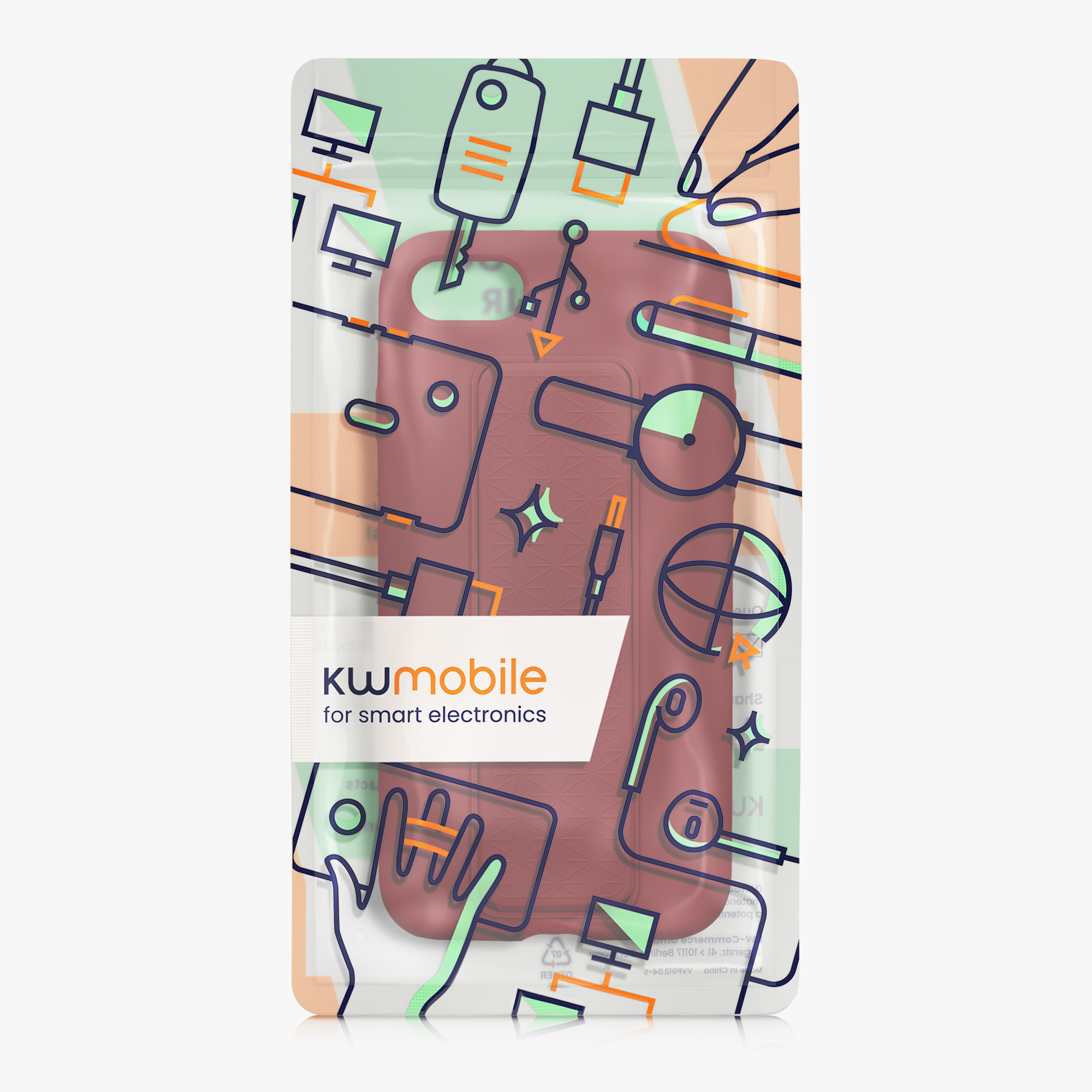 TPU kryt s poutkem a stojánkem kwmobile pro iPhone SE 2022/2020/8/7 - rebarborově červená