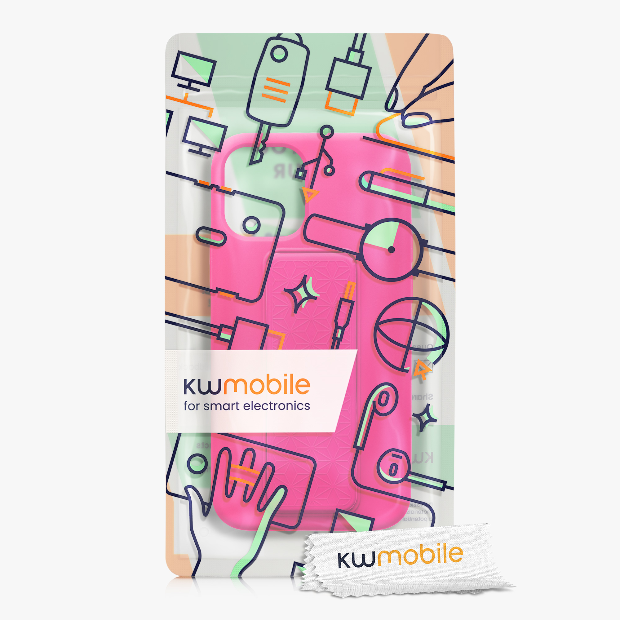 Kryt s poutkem a stojánkem kwmobile pro iPhone 12 mini - neonově růžová