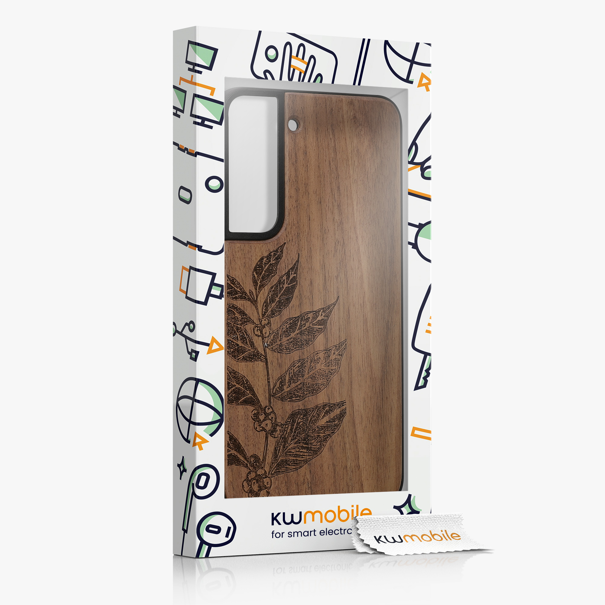 Dřevěný kryt na mobil Galaxy S22 kwmobile hnědý