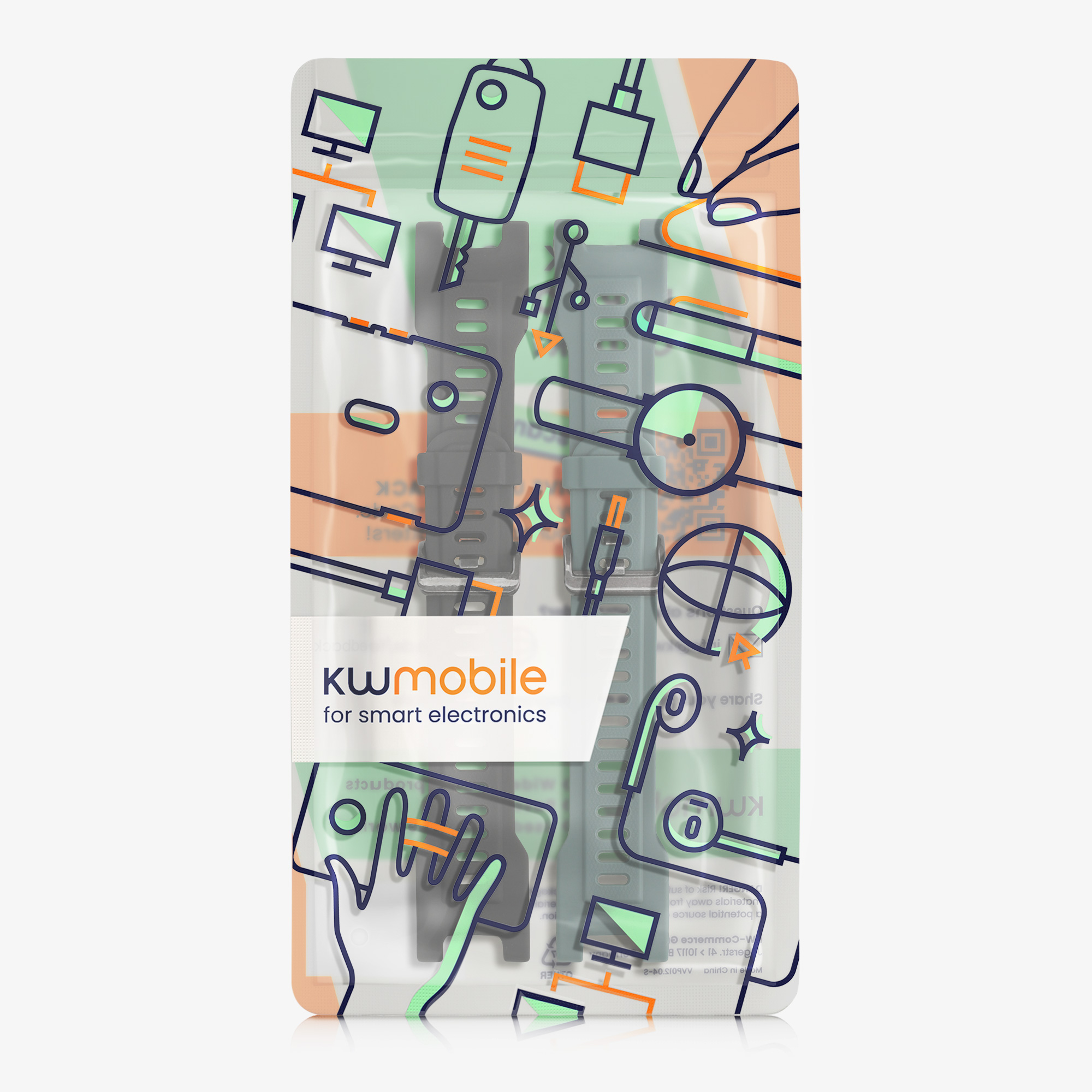 Sada 2 řemínků pro Huami Amazfit T-Rex / T-Rex Pro kwmobile - černá a tmavě zelená
